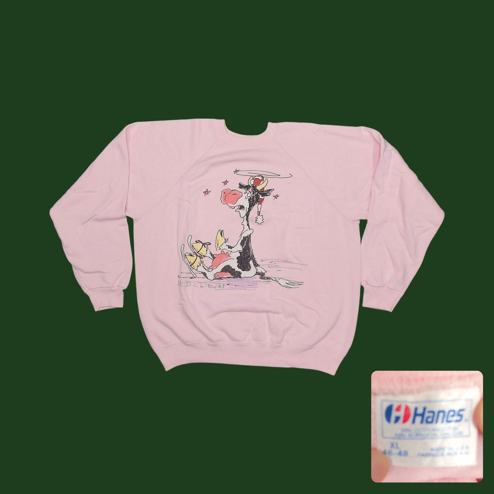 Hanes Vintage Hanes 1989 Wild Side Cow Graphic Boxy Sweatshirt Size XL / US 12-14 / IT 48-50 - 1 Thumbnail