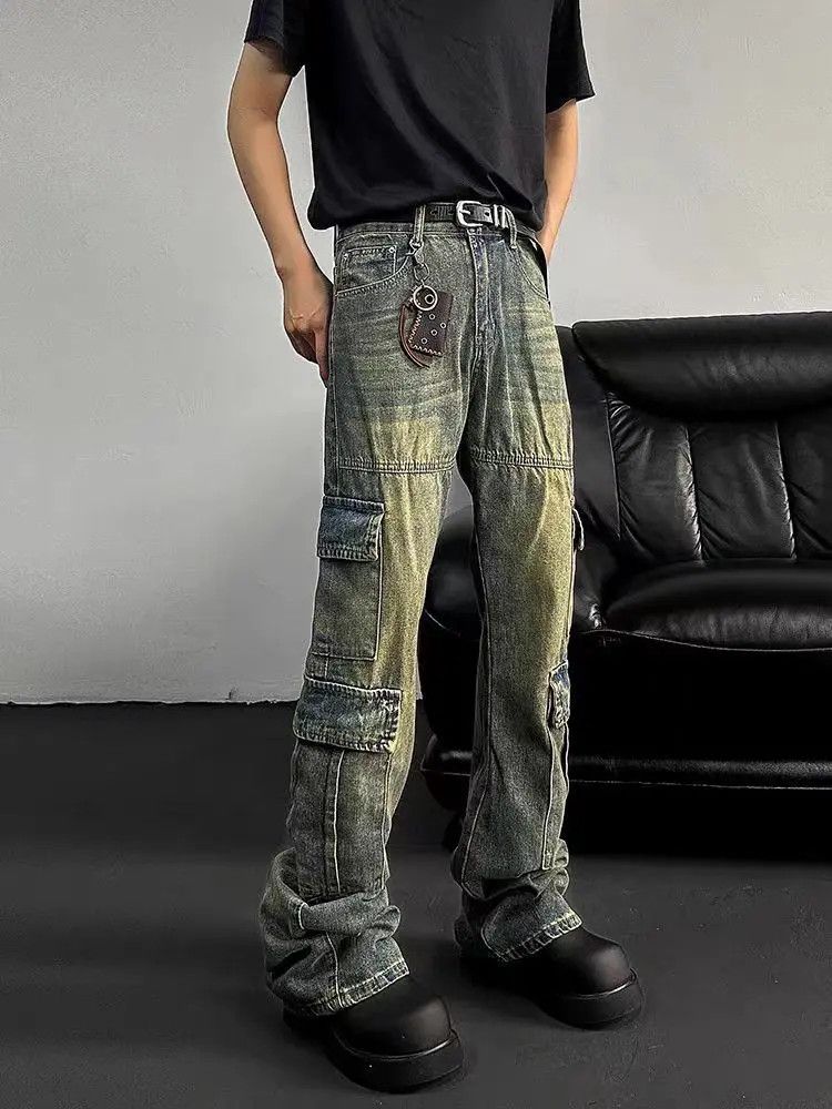 Designer × Japanese Brand Aged washed straight-leg wide-leg jeans Size US 32 / EU 48 - 2 Thumbnail
