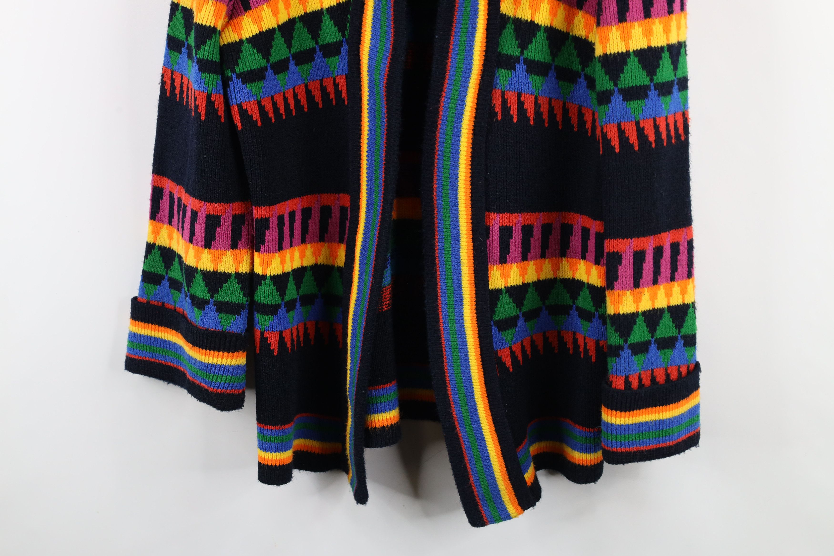 Vintage Vintage 70s Boho Chic Striped Geometric Hooded Sweater Size M / US 6-8 / IT 42-44 - 3 Thumbnail