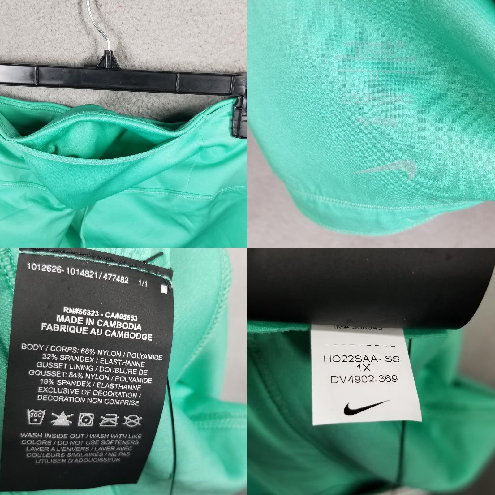 Nike NIKK Dri-FIT High Waisted Running Leggings Womens Plus 1X Green Ankle Pockets Athleisure Size 40" / US 18 - 8 Thumbnail