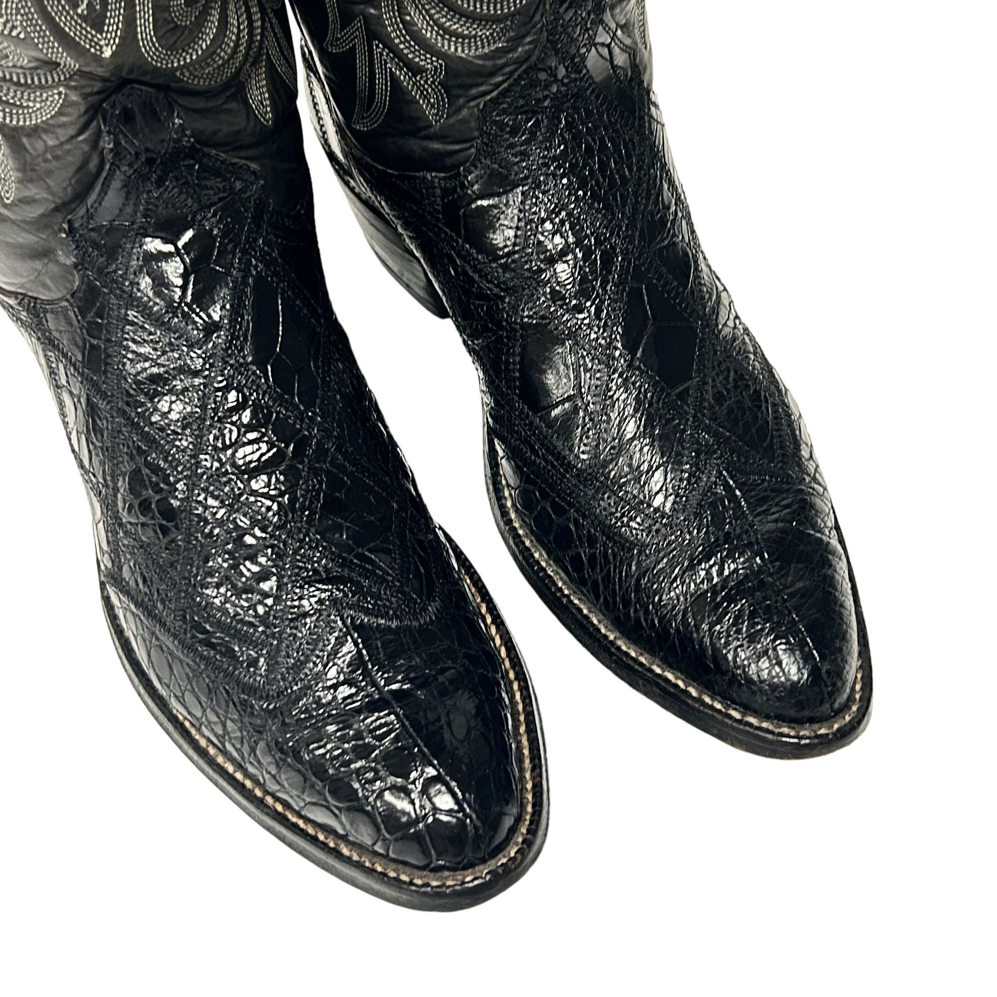 Justin Vtg Justin Leather Cowboy Western ALLIGATOR BELLY Skin Boots Size US 8.5 / EU 41-42 - 4 Thumbnail