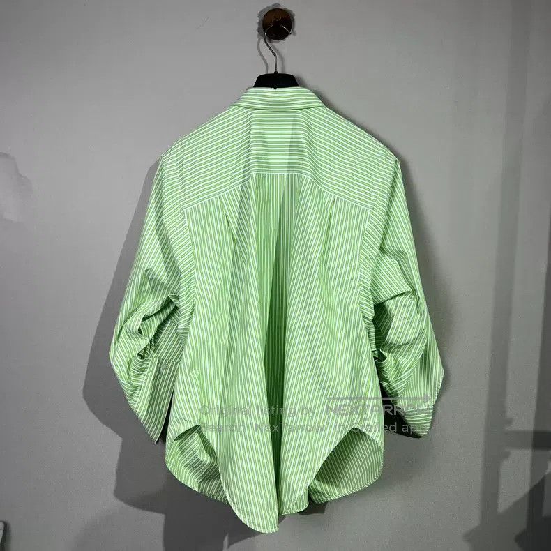 Balenciaga Balenciaga White and Green Striped Shirt Size XS / US 0-2 / IT 36-38 - 2 Thumbnail
