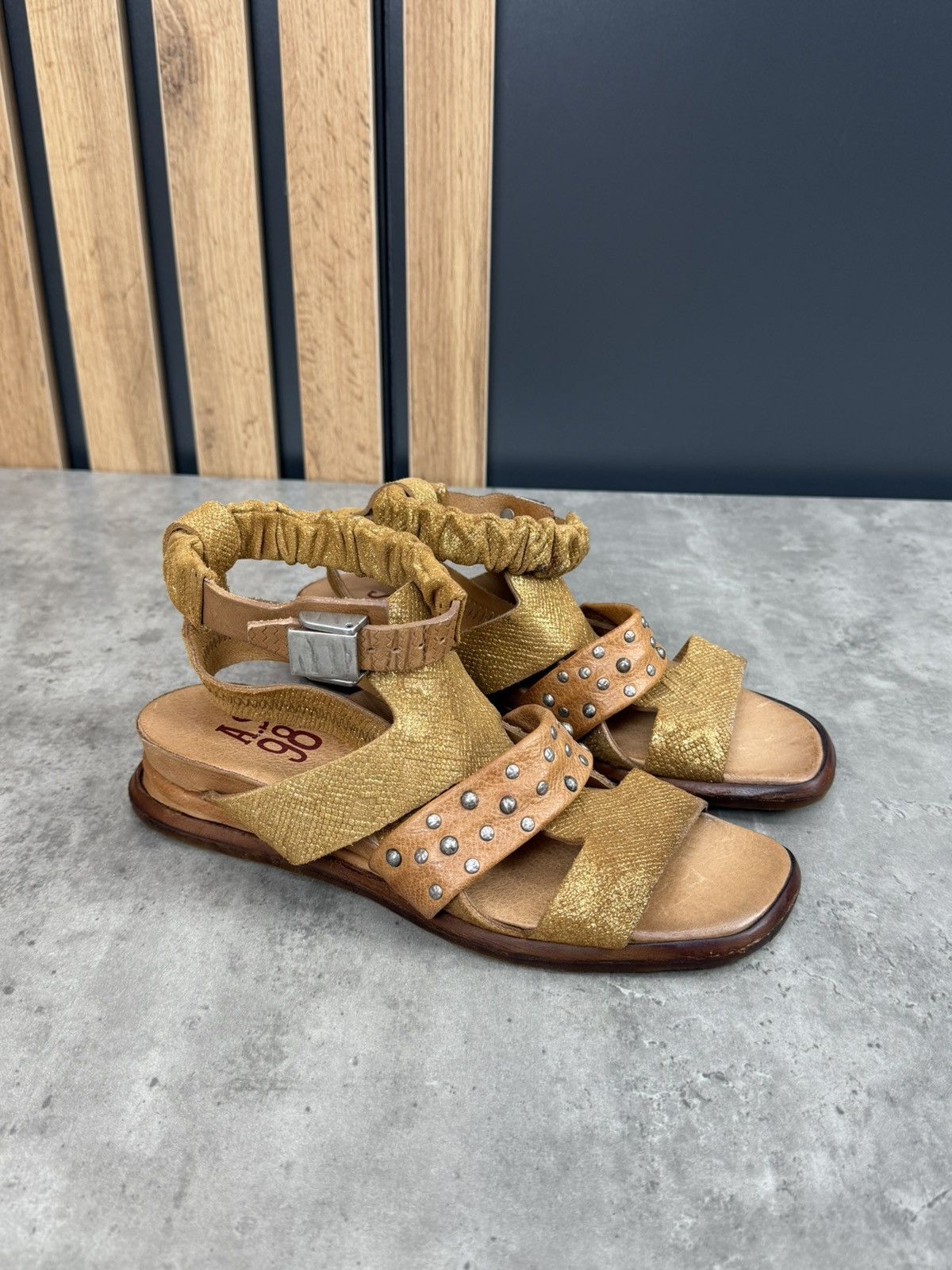 A.S.98 A.S.98 Airstep Buckle Strap Sandals Brown Gold Size 37 Size US 7 / IT 37 - 1 Thumbnail