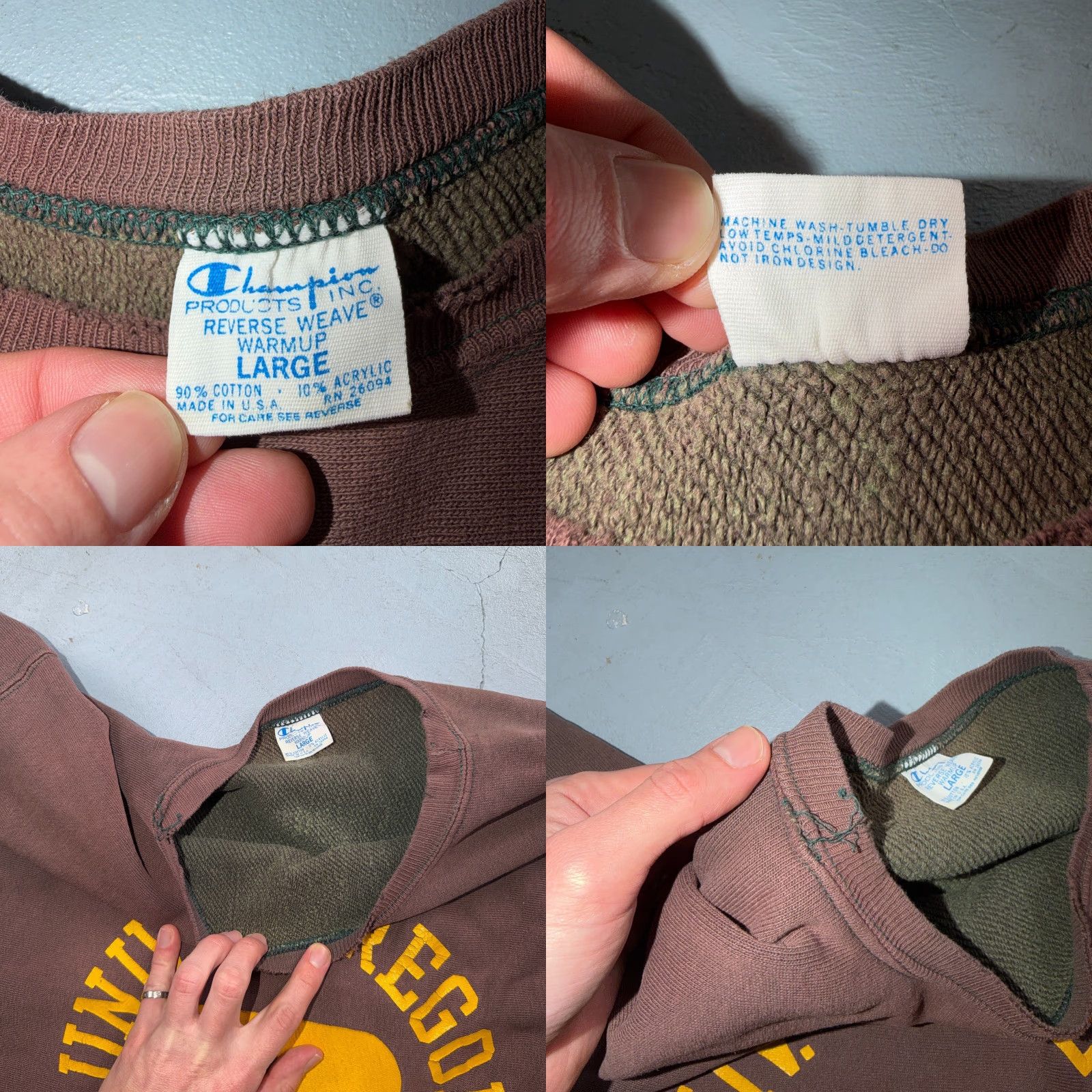 Champion VINTAGE Champion Sweatshirt Oregon 1970s Reverse Weave USA University Green 70s Logo Pullover Men L Size US L / EU 52-54 / 3 - 8 Thumbnail