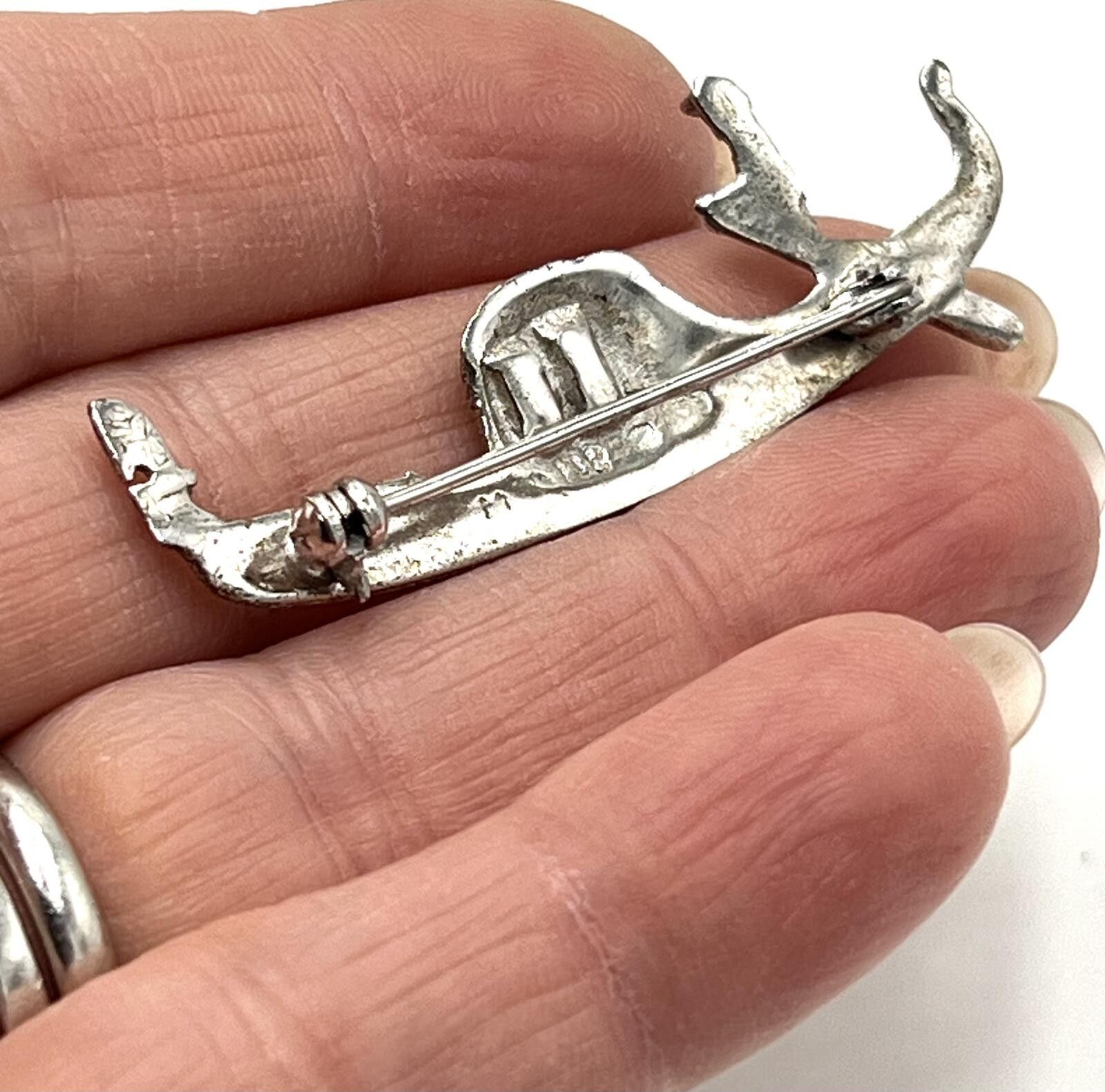 Other Vintage .830 Silver Venetian Gondola Rhinestone Brooch Size ONE SIZE - 3 Thumbnail