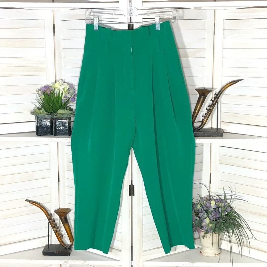 REVOLVE Revolve pants high waist wide legs green pleated S Size 27" / US 4 / IT 40 - 1 Thumbnail
