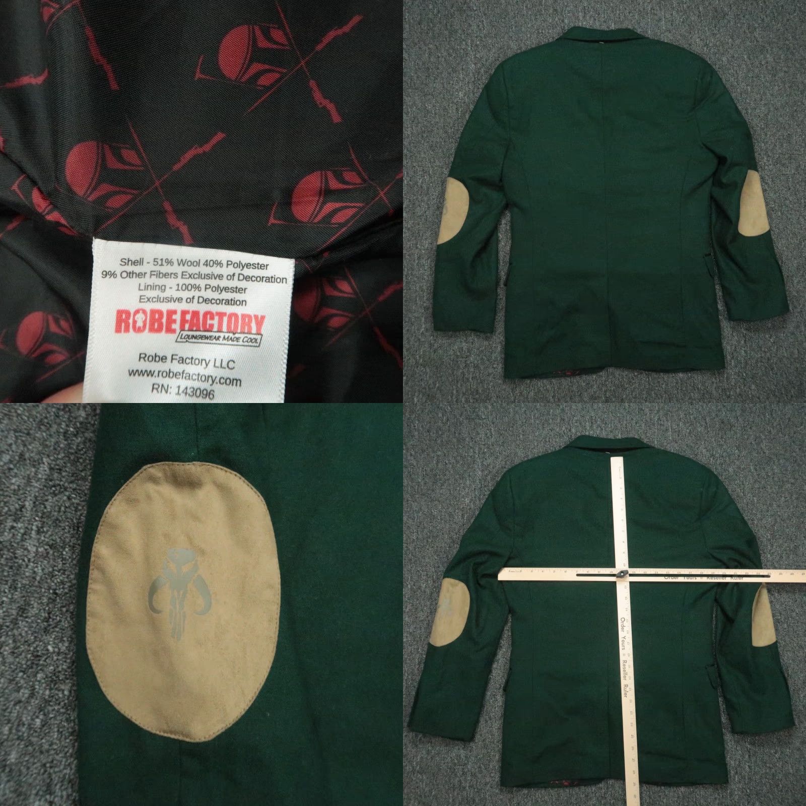 Star Wars Star Wars Jacket Mens Small Green Boba Fett Blazer Wool Blend Lined NWT Size 36R - 8 Thumbnail