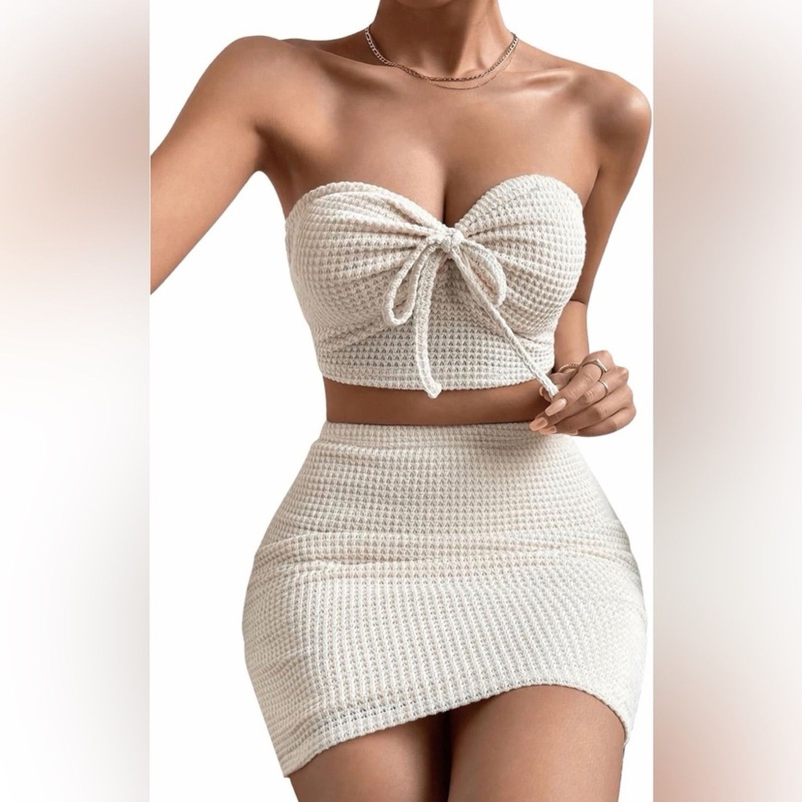 Other Cream Pencil Bodycon Skirt and Tube Top Matching set size S Size S / US 4 / IT 40 - 3 Thumbnail