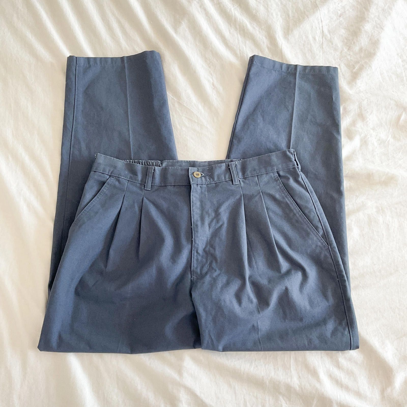 Vintage VTG 80's Brittania mens blue pleated loose trousers 36 x 30 Size US 36 / EU 52 - 2 Thumbnail