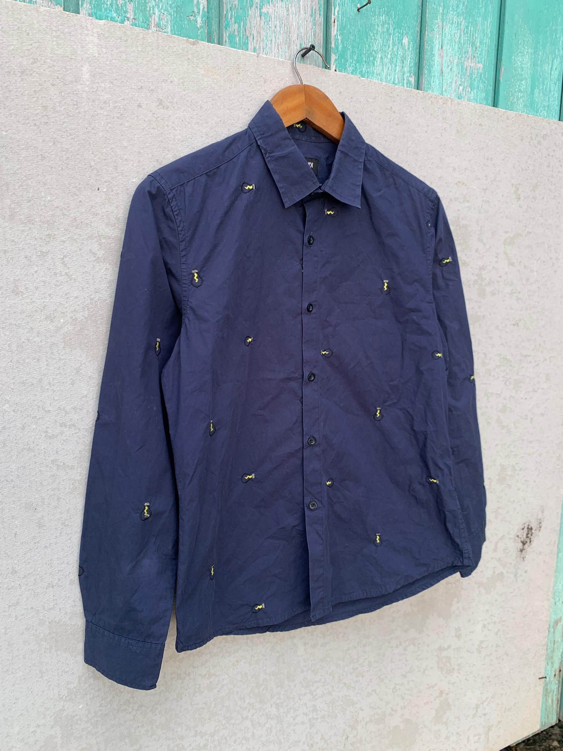 Fendi Fendi Blue Button Shirt Size US L / EU 52-54 / 3 - 3 Thumbnail