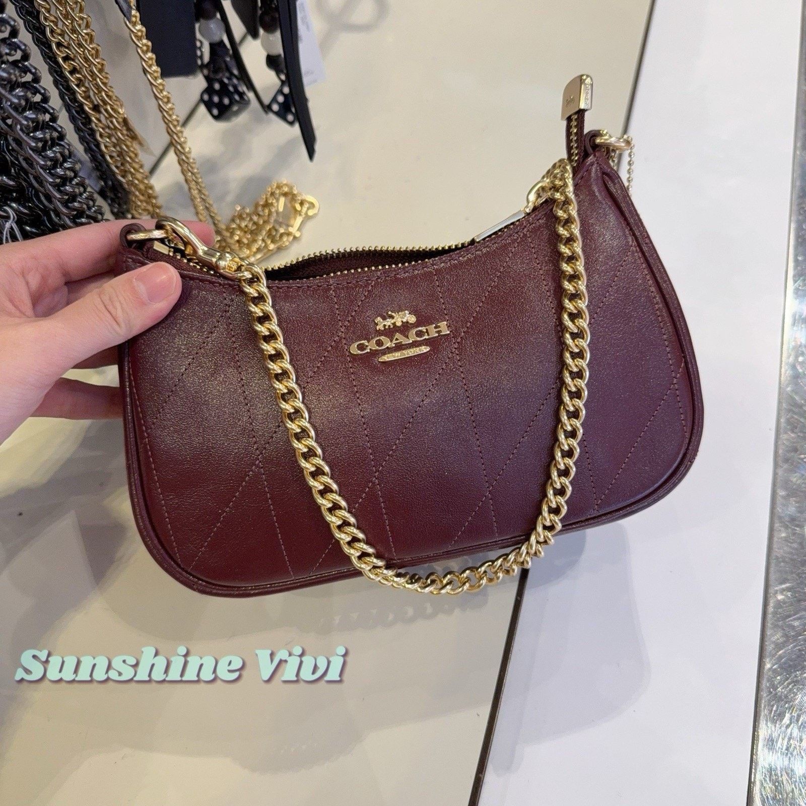 Coach NWT Coach Teri Mini Crossbody Bag Quilting CDP30 Dark Wine Size ONE SIZE - 1 Thumbnail