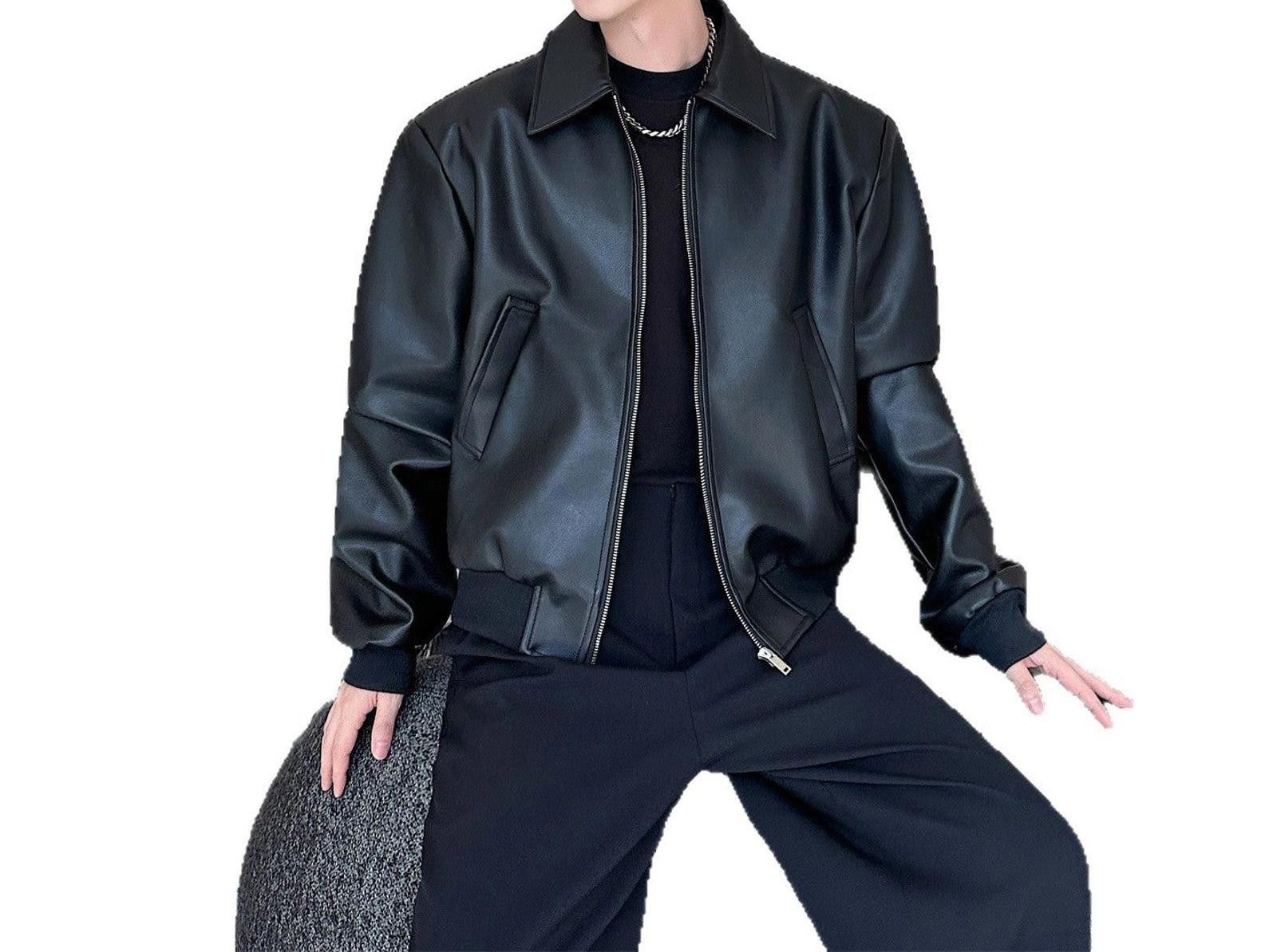 Vintage Black Faux Leather Bomber Jacket, Relaxed Fit Outerwear Size US M / EU 48-50 / 2 - 5 Thumbnail