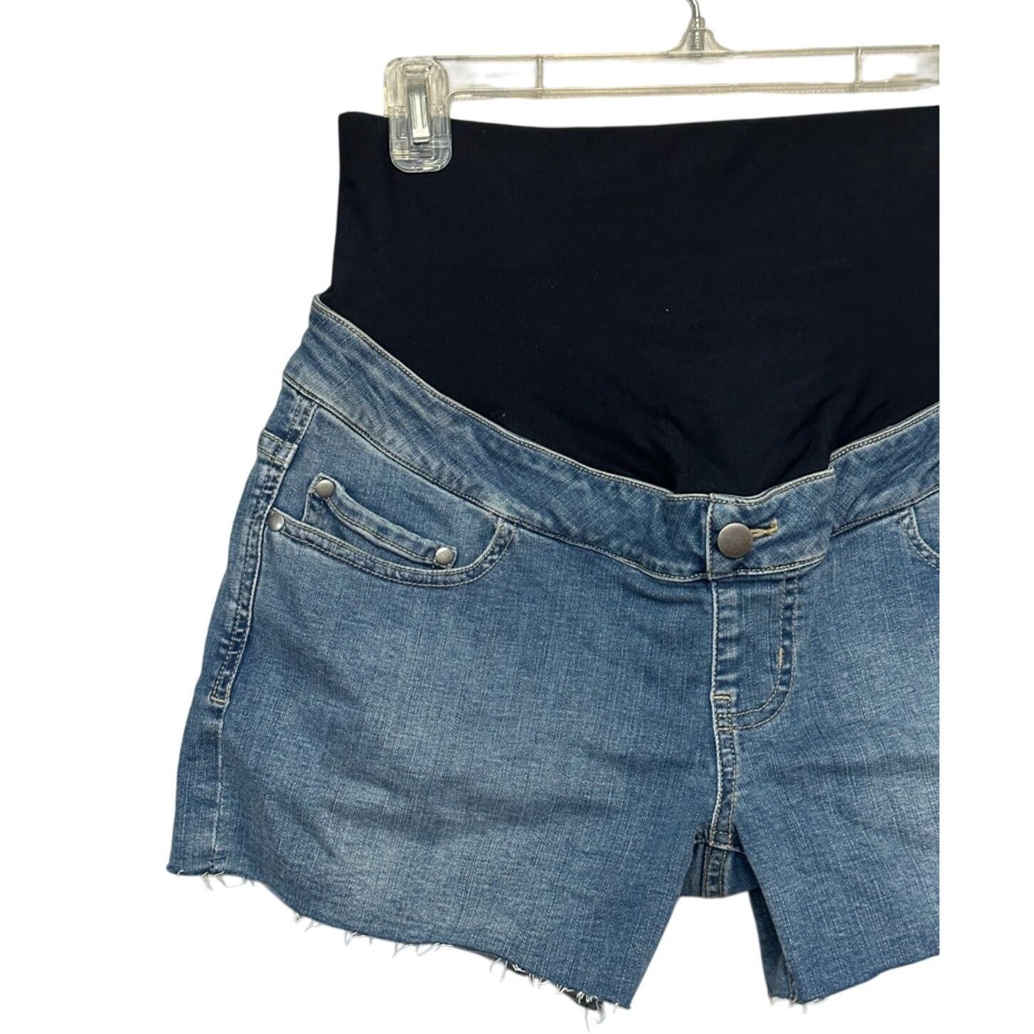 Other Angel Maternity Jean Shorts Pull On Stretch Denim Blue XS Size 33" - 2 Thumbnail