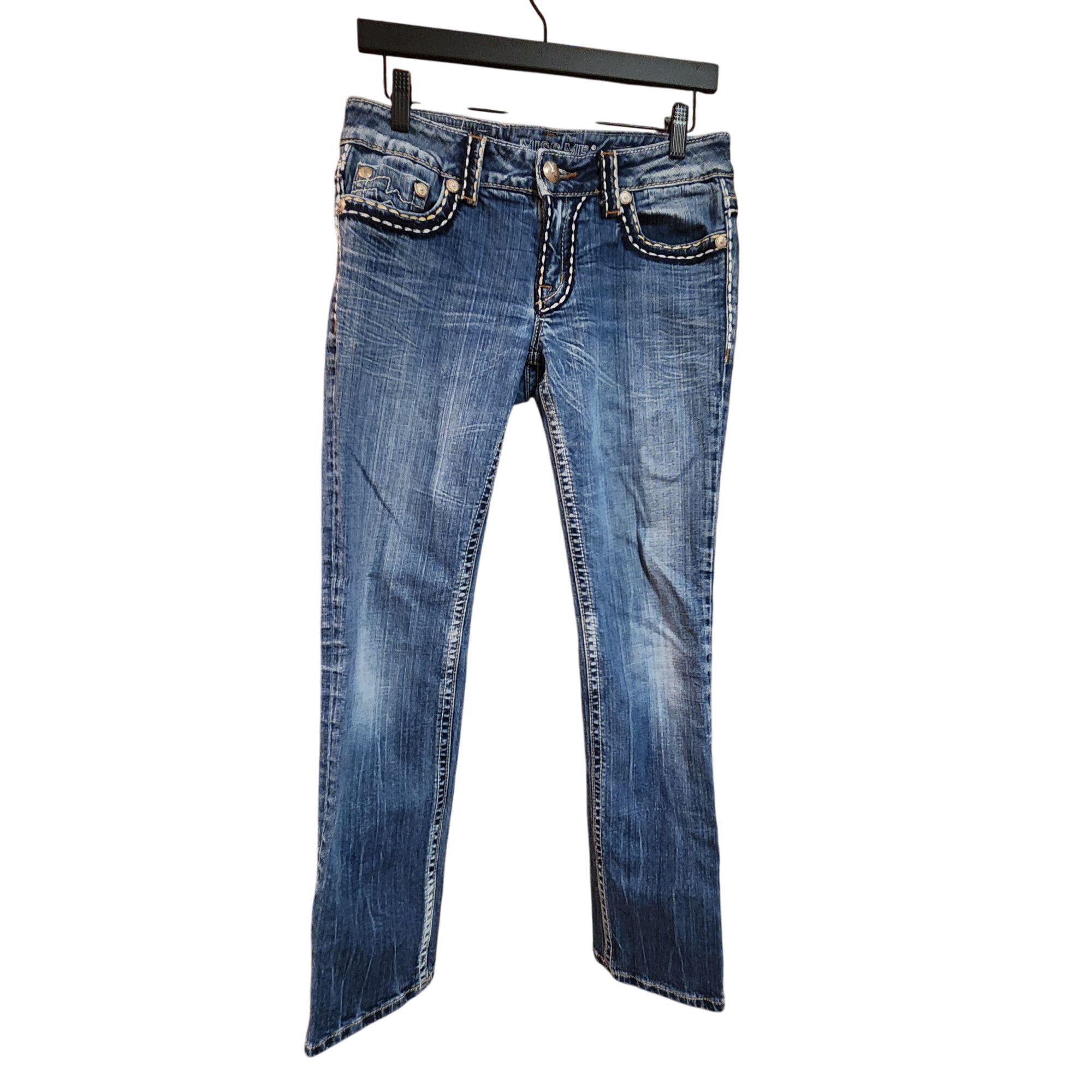 Miss Me Miss Me Womens Distressed Bootcut Jeans With Embroidered Poc Size 30" / US 8 / IT 44 - 1 Thumbnail