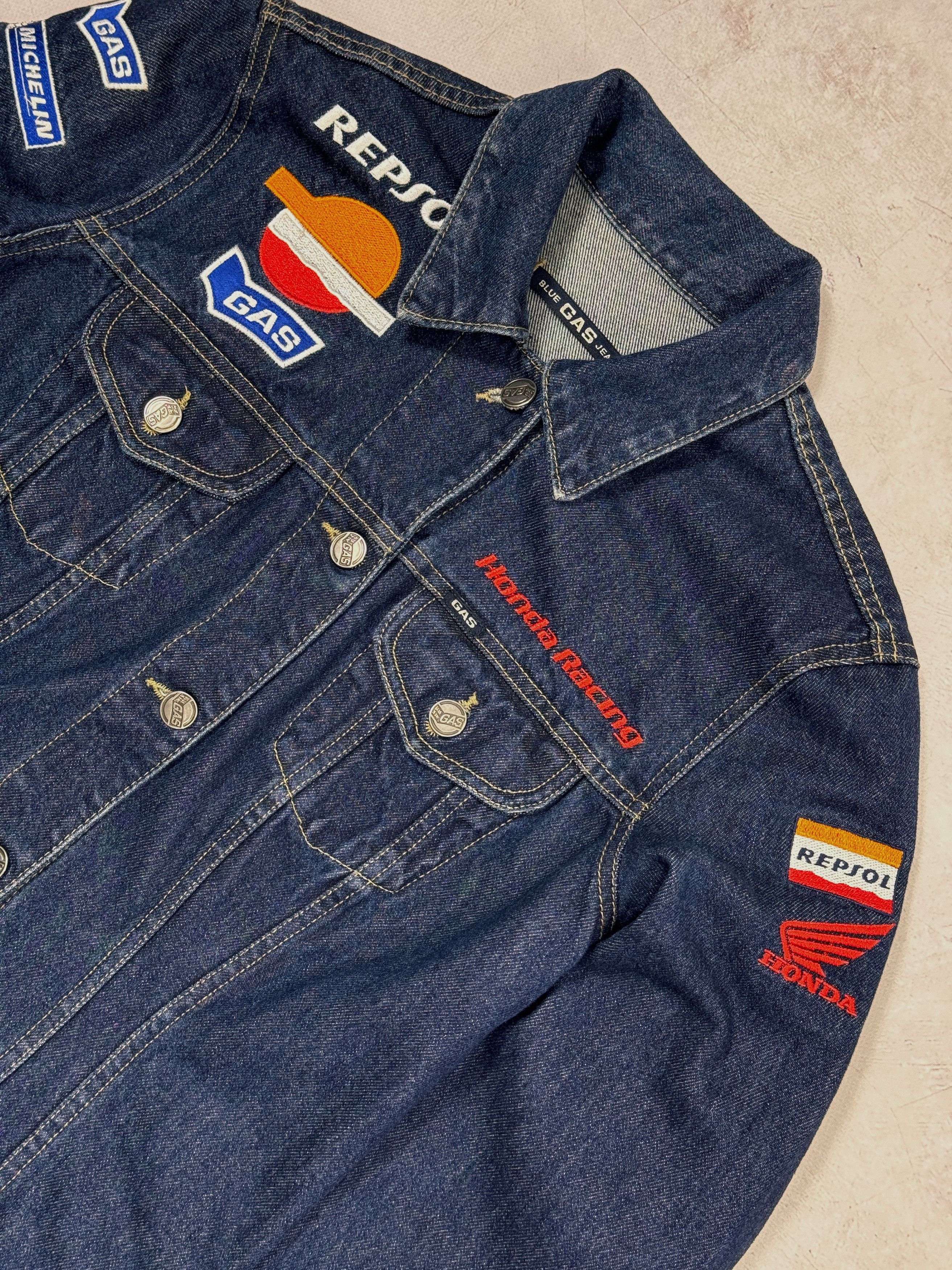 GAS × Honda Gas Denim Jacket Honda Repsol Racing Michelin Women Size L / US 10 / IT 46 - 10 Thumbnail
