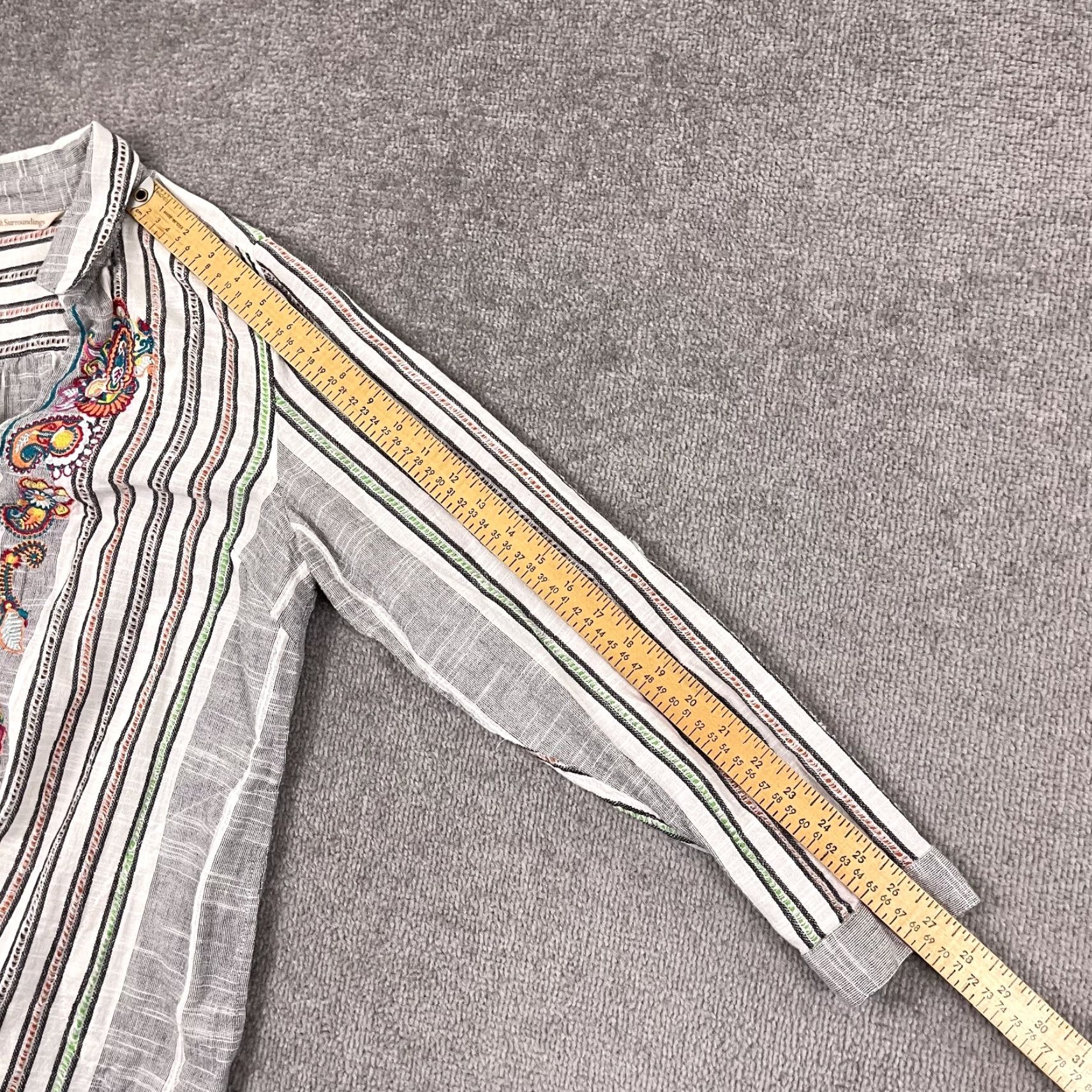 Soft Surroundings Soft Surroundings Aruba Tunic Blouse Womens Medium Multicolor Floral Embroidered Boho Size M / US 6-8 / IT 42-44 - 6 Thumbnail