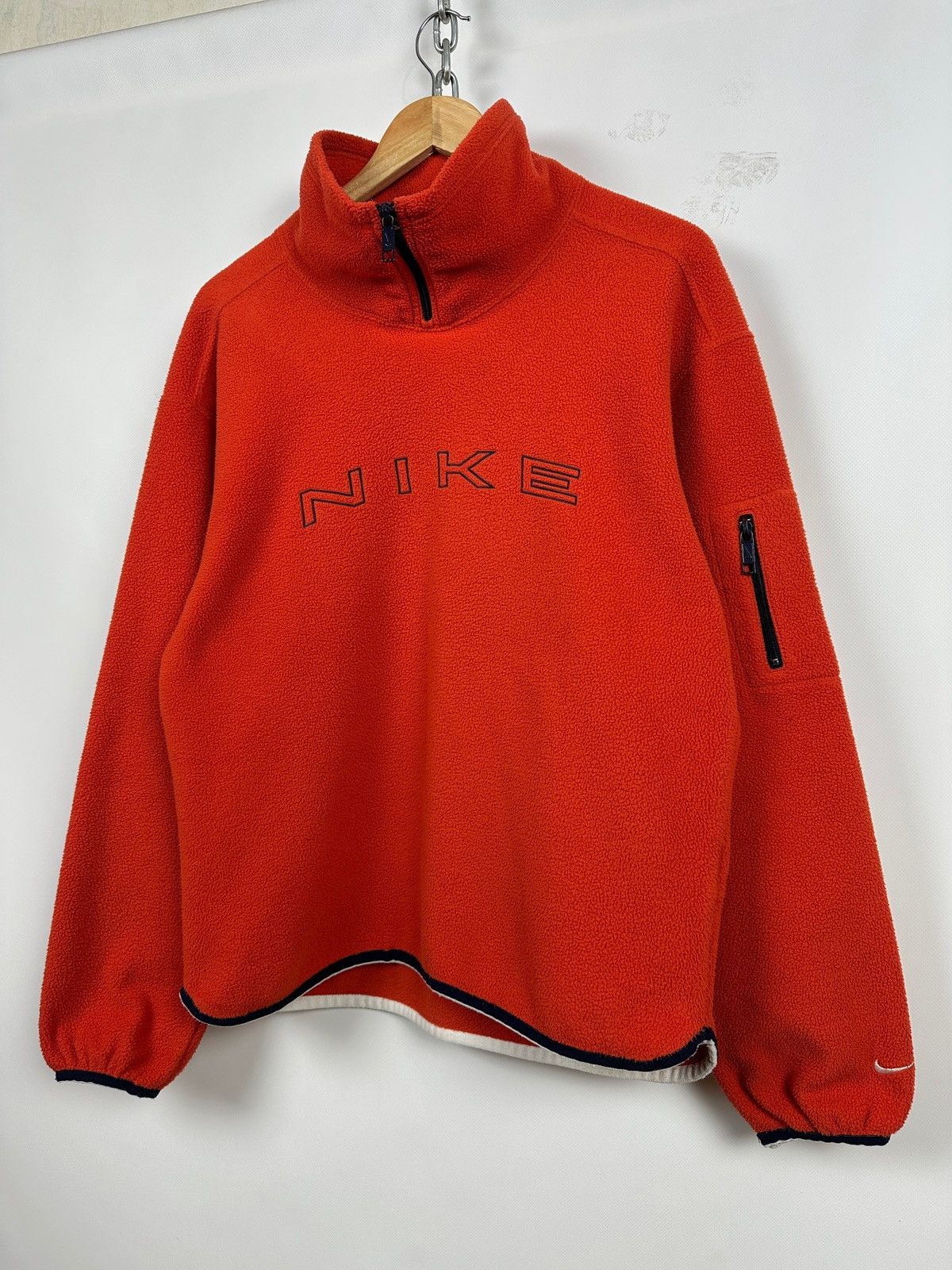 Nike 90s Vintage Nike Center Big Logo Fleece Half Neck Jacket Size US S / EU 44-46 / 1 - 4 Thumbnail