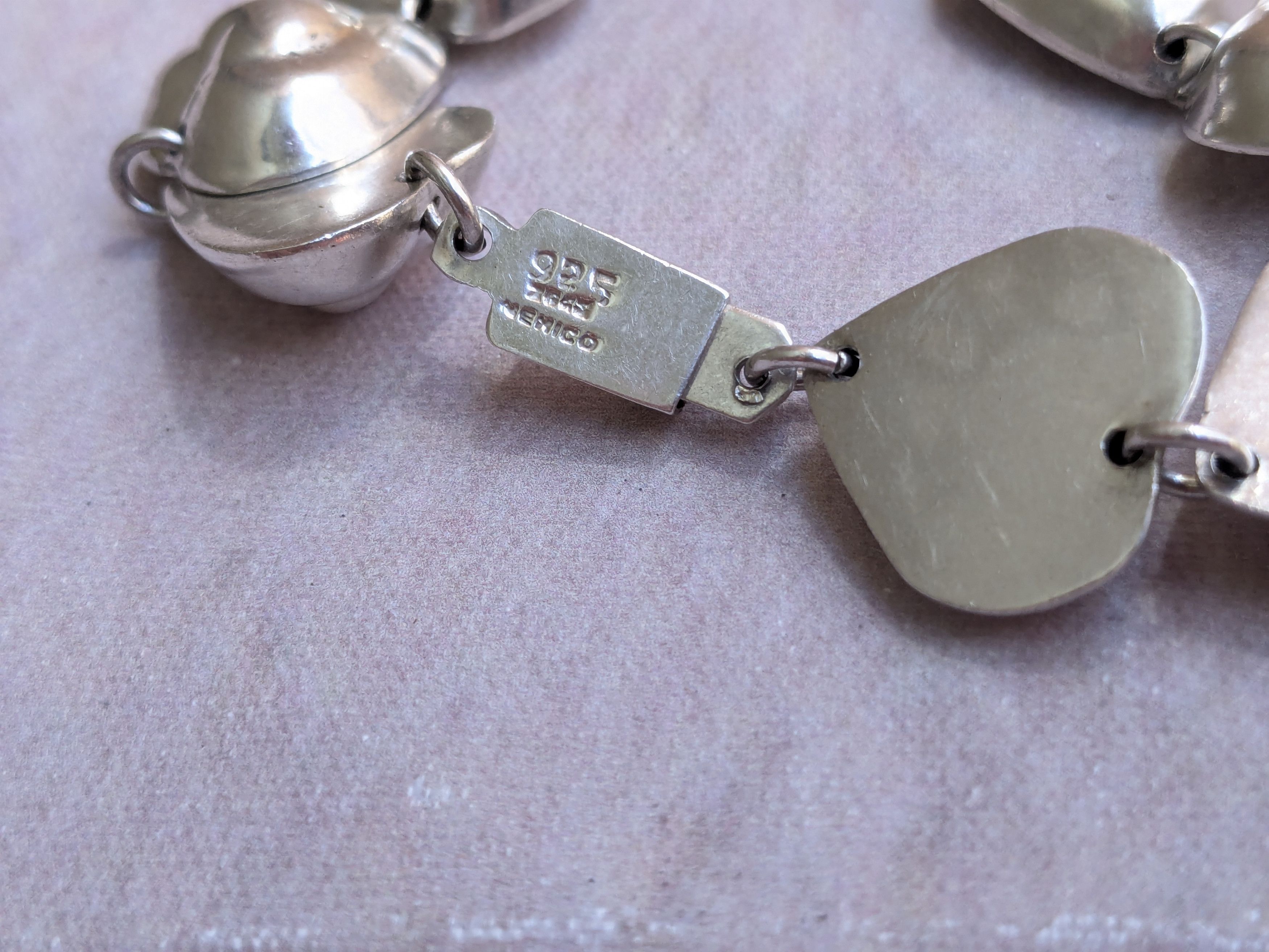 Jewelry Vintage Taxco Sterling Silver Heart Bracelet Y2K 7.5" Size ONE SIZE - 10 Thumbnail