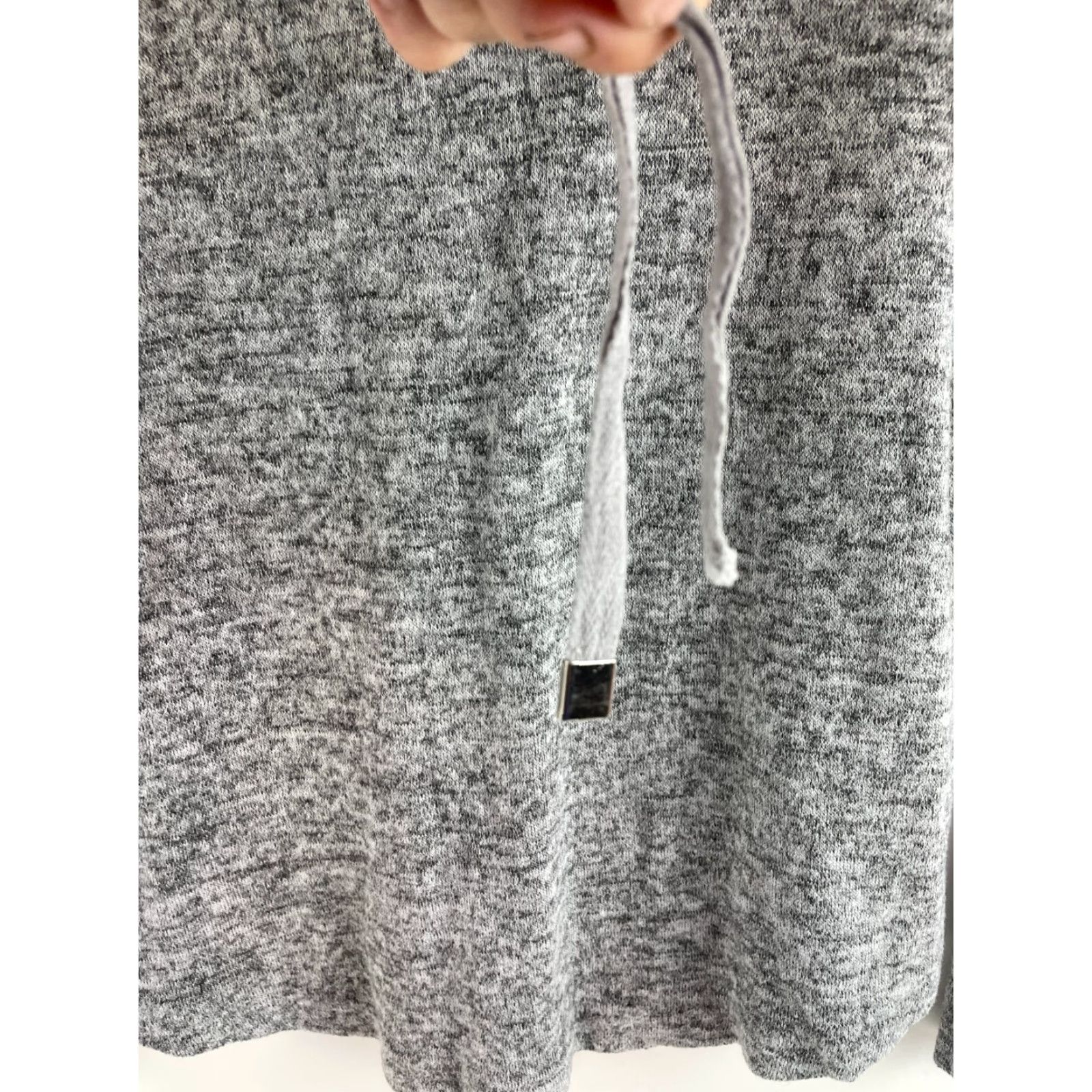 Vintage Bobeau Sweater Women's XS Gray Noise Hooded Cowl Neck Drawstring Long Sleeve Pullover Size XS / US 0-2 / IT 36-38 - 4 Thumbnail