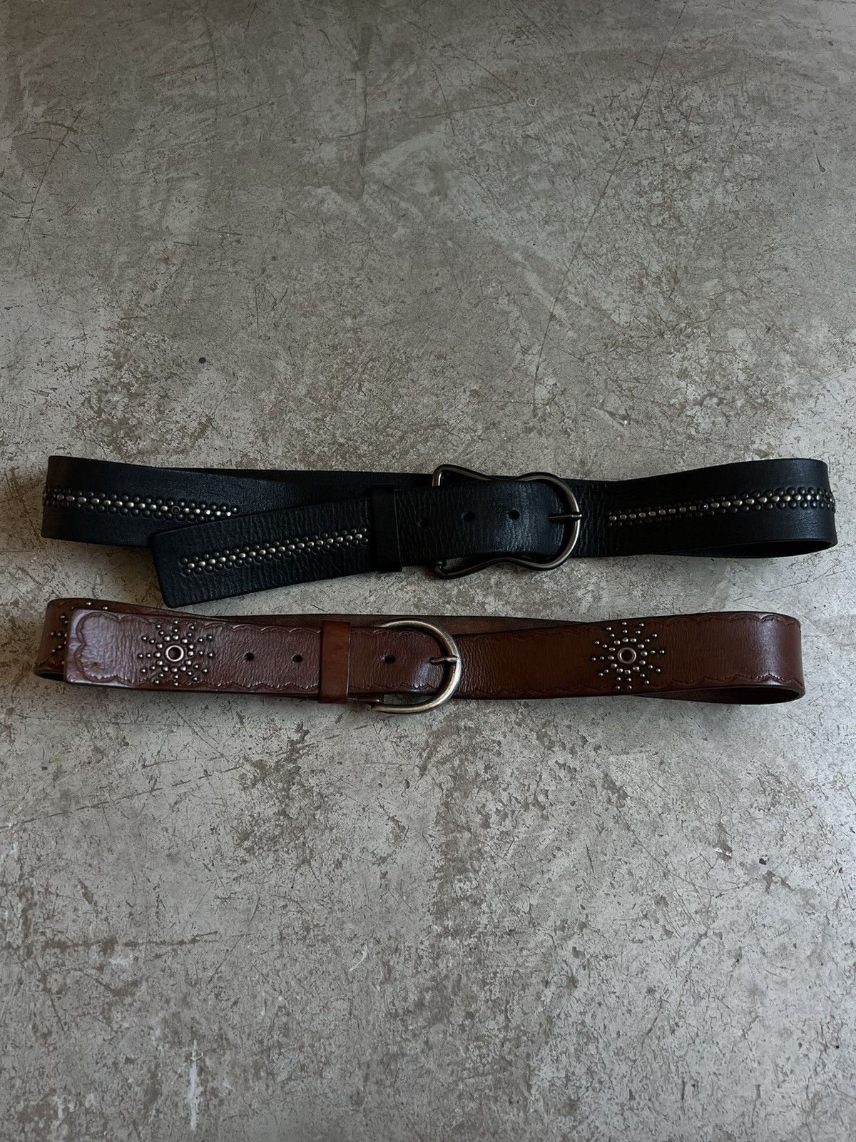 Genuine Leather Vintage Studded Leather Belt Size 34 - 10 Thumbnail