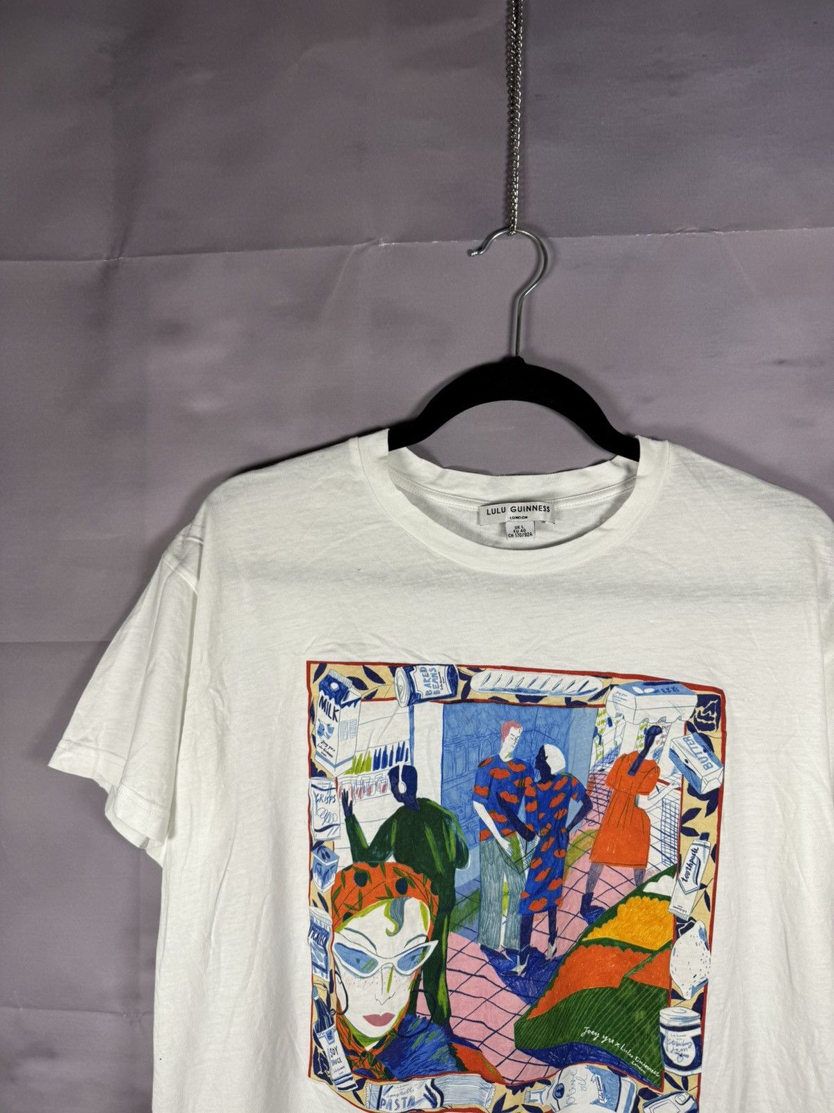 Designer × Japanese Brand × Vintage Lulu Guinness Cartoon Printed White T Shirt Oldmoney Size L / US 10 / IT 46 - 3 Thumbnail
