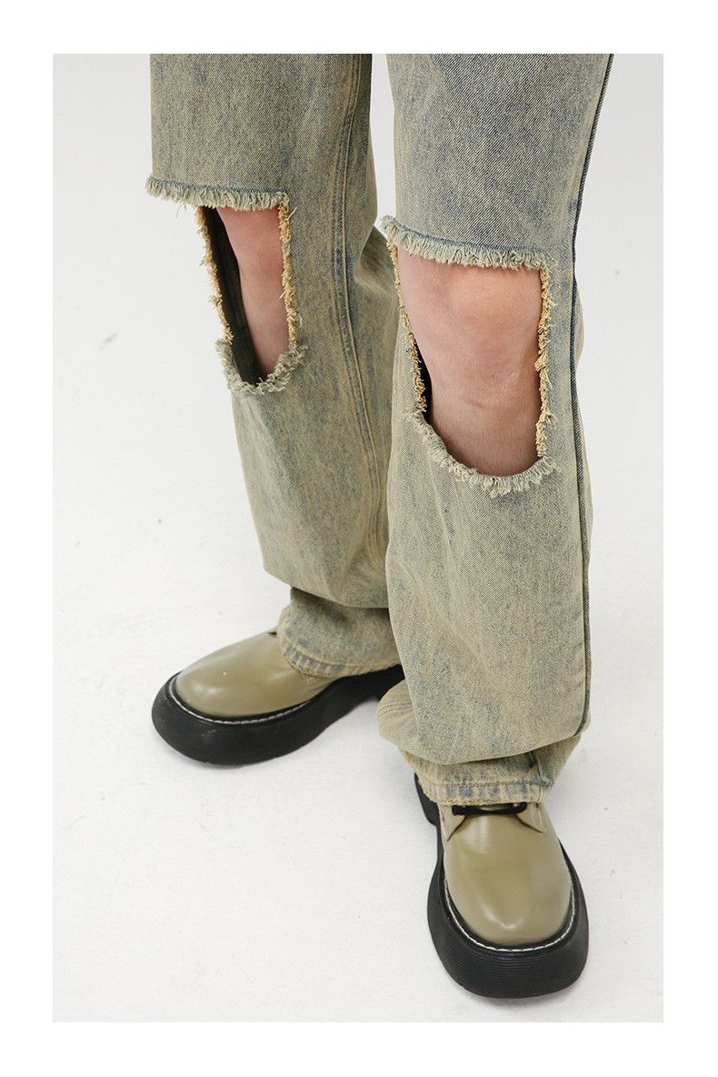Japanese Brand × Jean Japanese retro raw edge ripped straight jeans Size US 32 / EU 48 - 5 Thumbnail