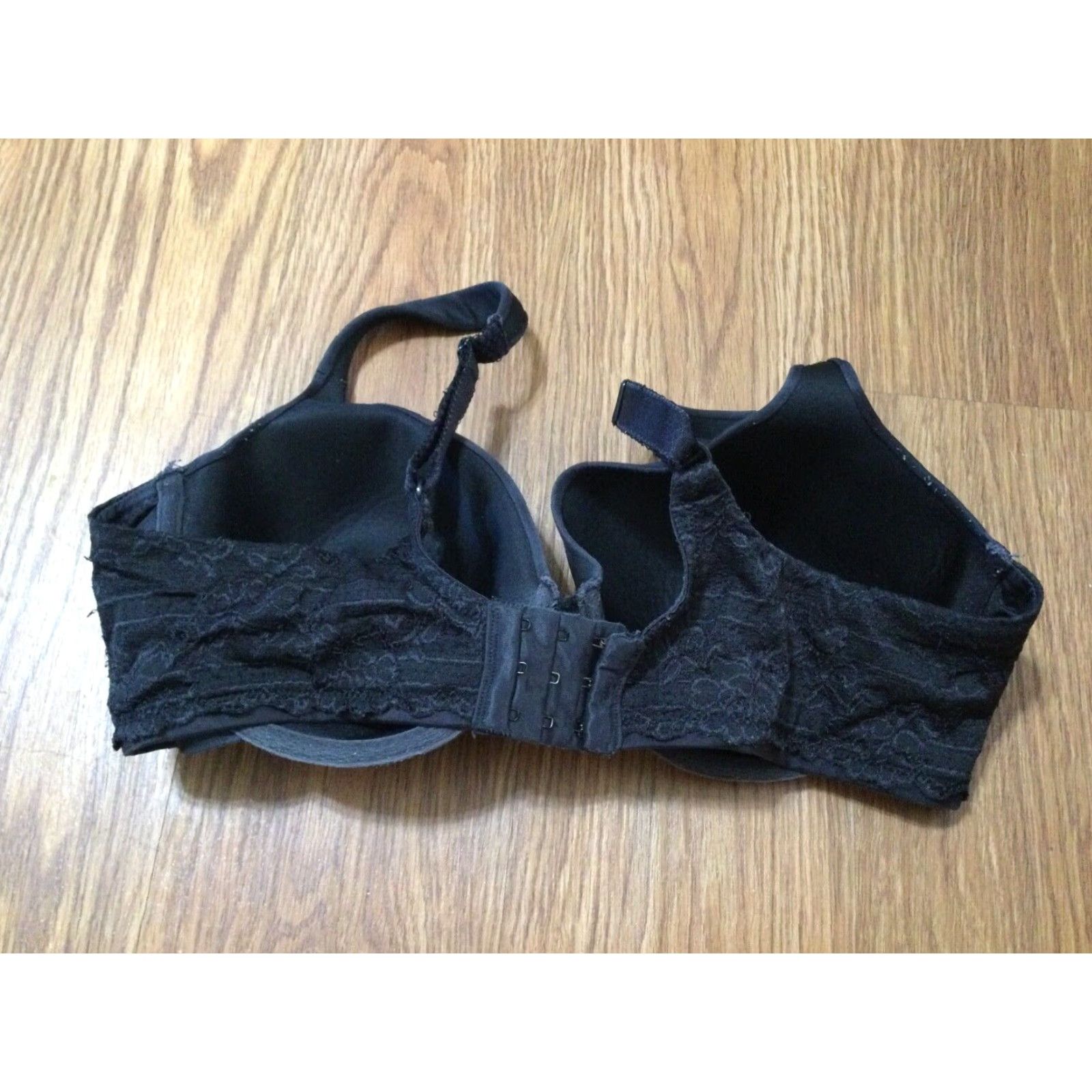 Vintage VINTAGE Vanity Fair Black Lace Rhinestone Full Coverage Bra 40C Womens Size ONE SIZE - 4 Thumbnail