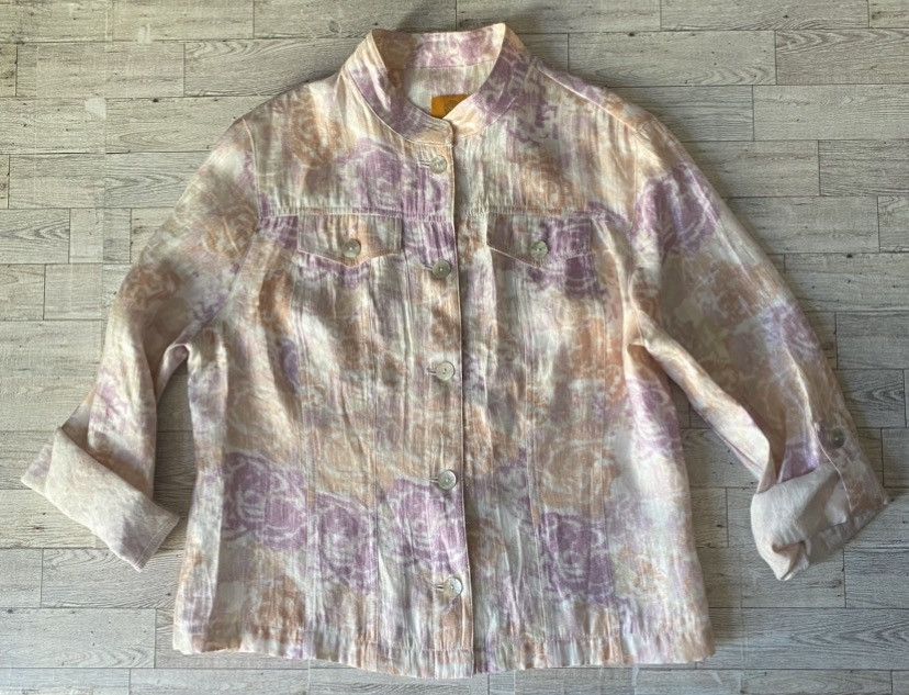 Vintage Ruby Rd., Vintage, Pastel, Rose Print, Lightweight Jacket Size S / US 4 / IT 40 - 3 Thumbnail