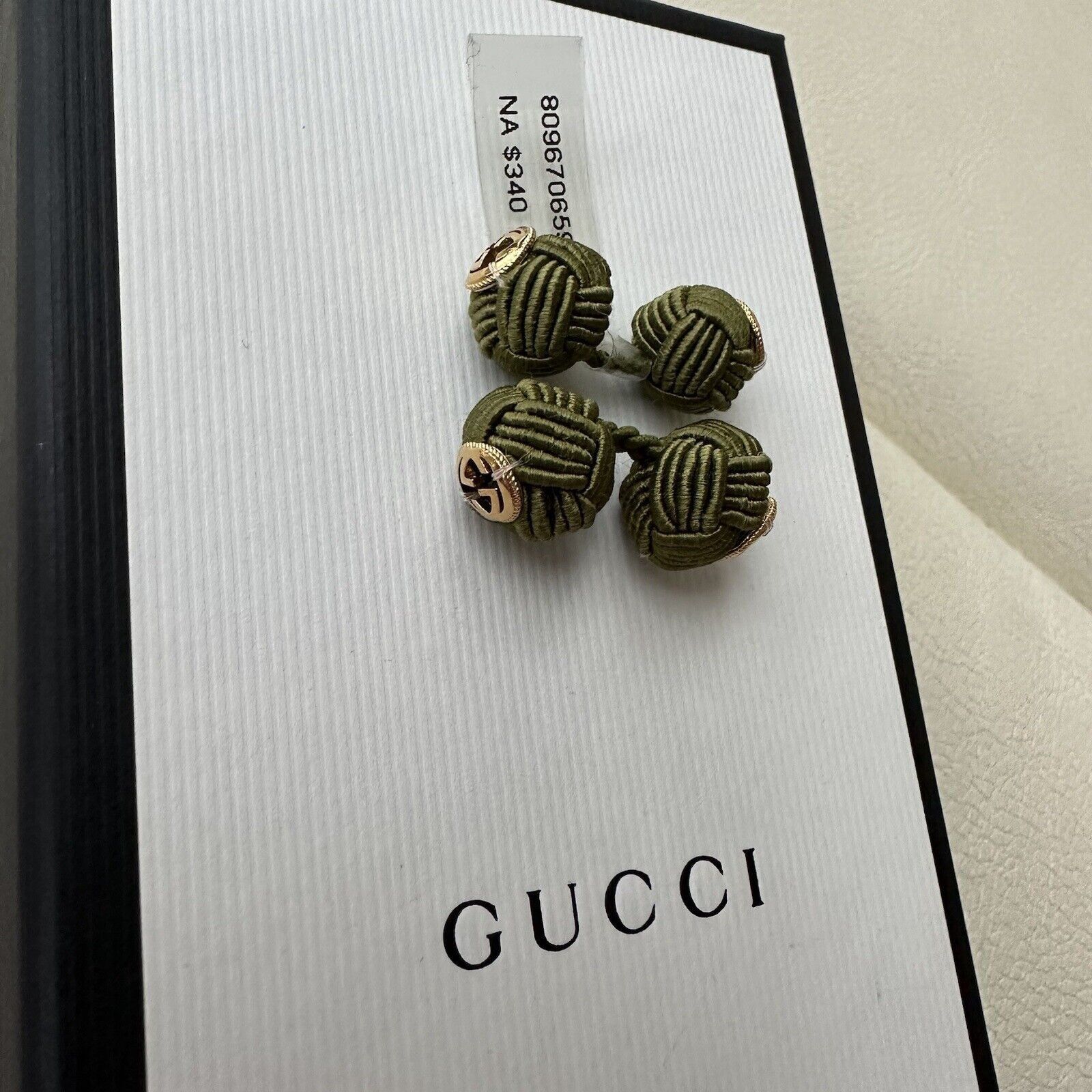 Gucci NEW Gucci Interlocking G rope cufflinks Green Gold GG Logo Size ONE SIZE - 4 Thumbnail