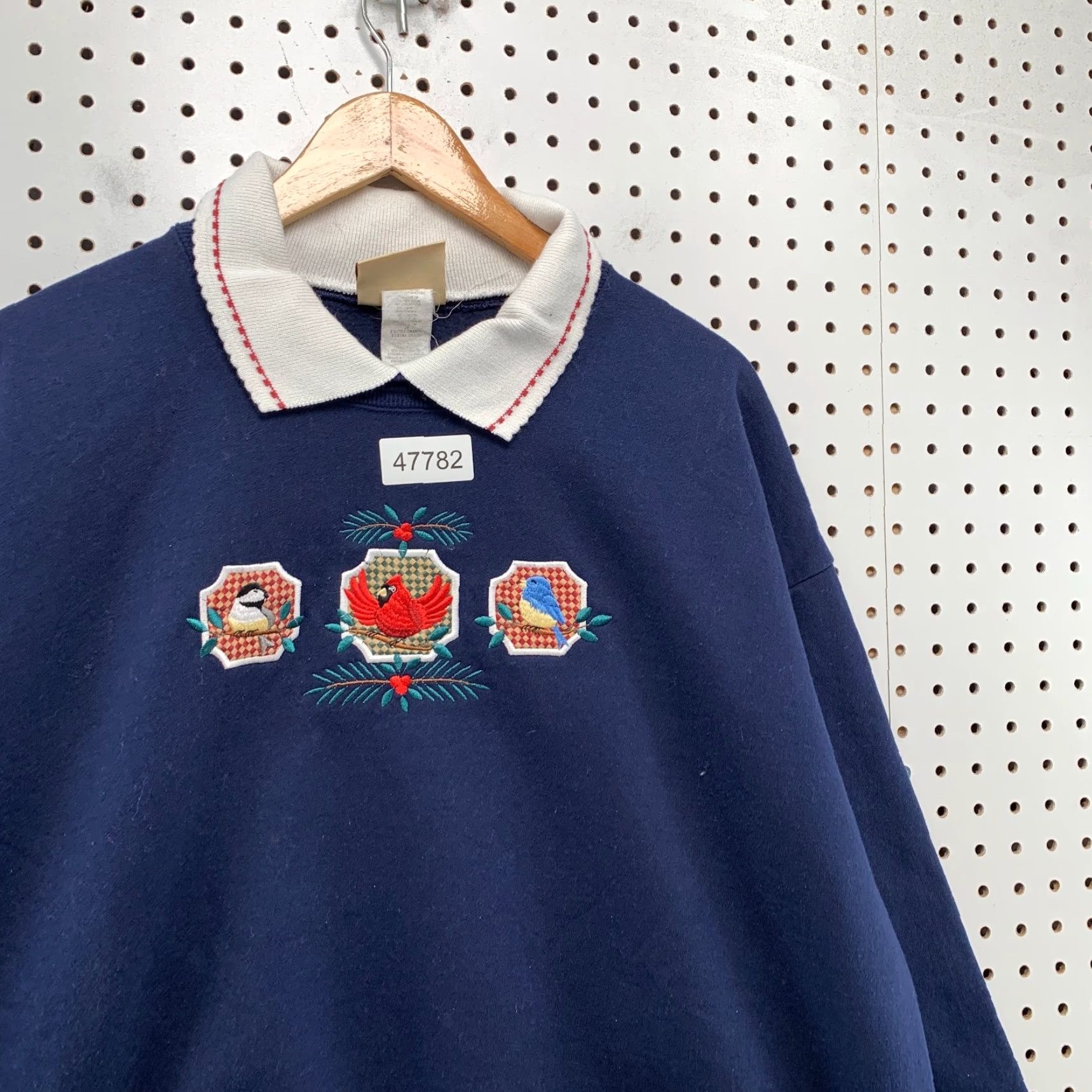 Vintage Vintage Morning Sun 2XL Blue Bird Collared Sweatshirt Women Top Stitch 90s Embroidered Pullover Sweatshirt Womens Size XXL / US 16-18 / IT 52-54 - 6 Thumbnail