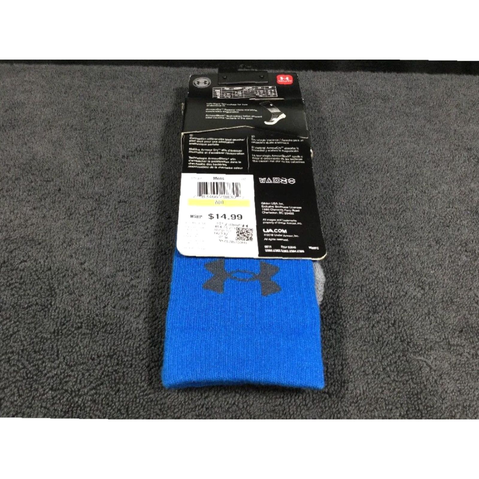 Under Armour Under Armour Blue Steel Crew Socks Mens Medium Blue Size ONE SIZE - 4 Thumbnail