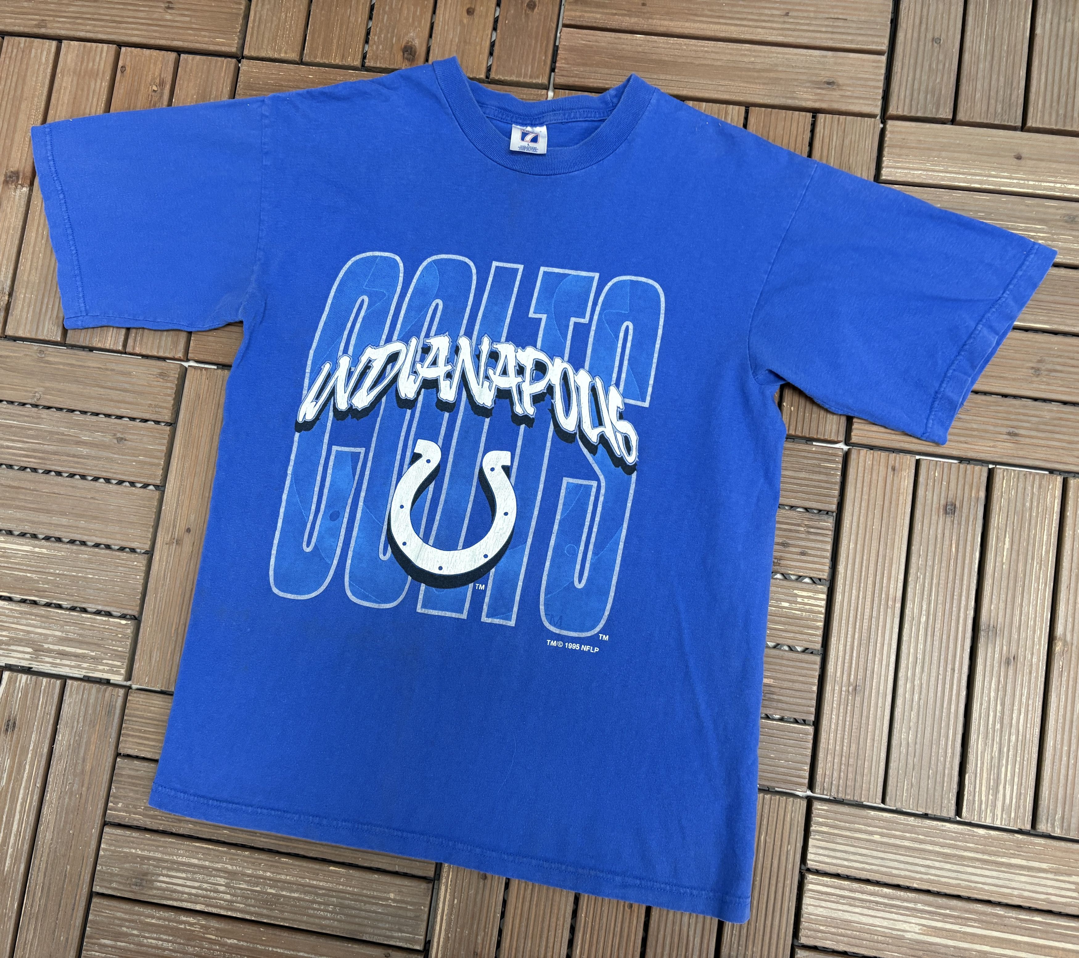 Logo 7 Indianapolis Colts Vintage Blue T-Shirt Tee Size US L / EU 52-54 / 3 - 4 Thumbnail