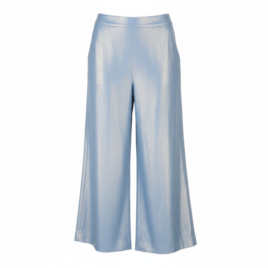 Max Mara EU38 Light Blue Glitter Silk Ankle Flared Trousers 88744 Size 28" / US 6 / IT 42 - 1 Thumbnail
