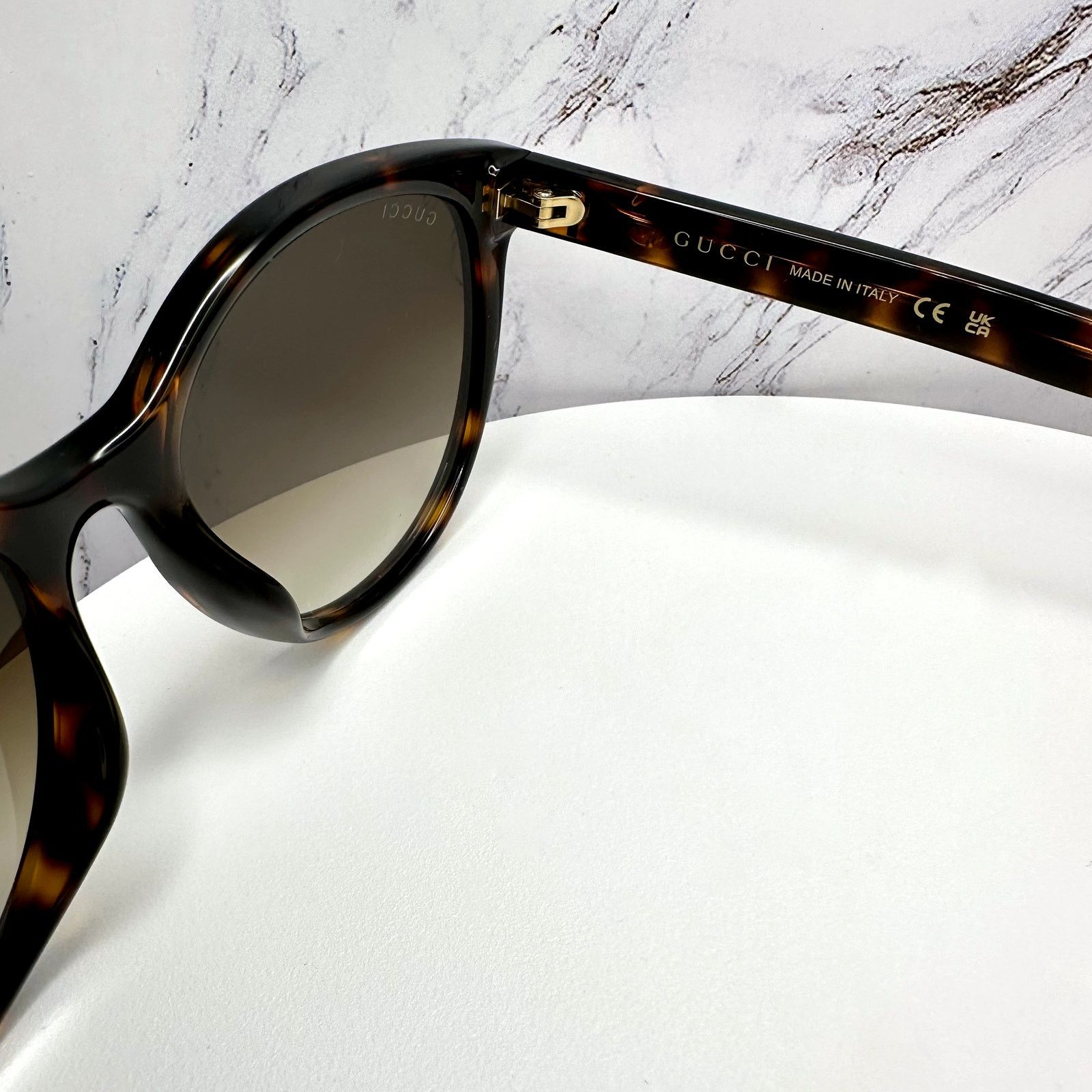 Gucci New GUCCI Sunglasses 56mm Brown Tortoise Round Gold Metal Size ONE SIZE - 8 Thumbnail