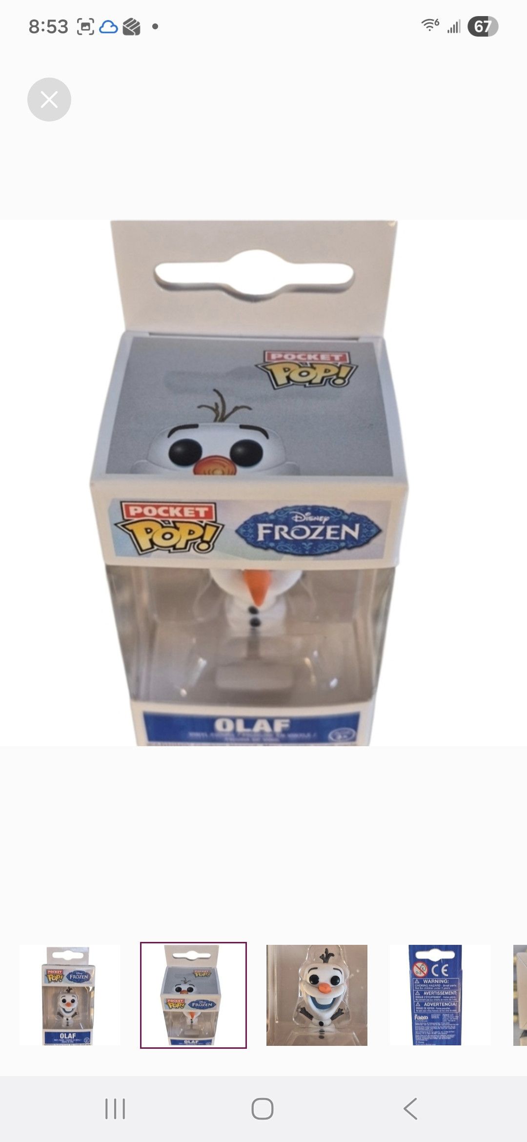 Other Funko × Disney's Frozen OLAF Vinyl Pocket POP Keychain Size ONE SIZE - 5 Thumbnail