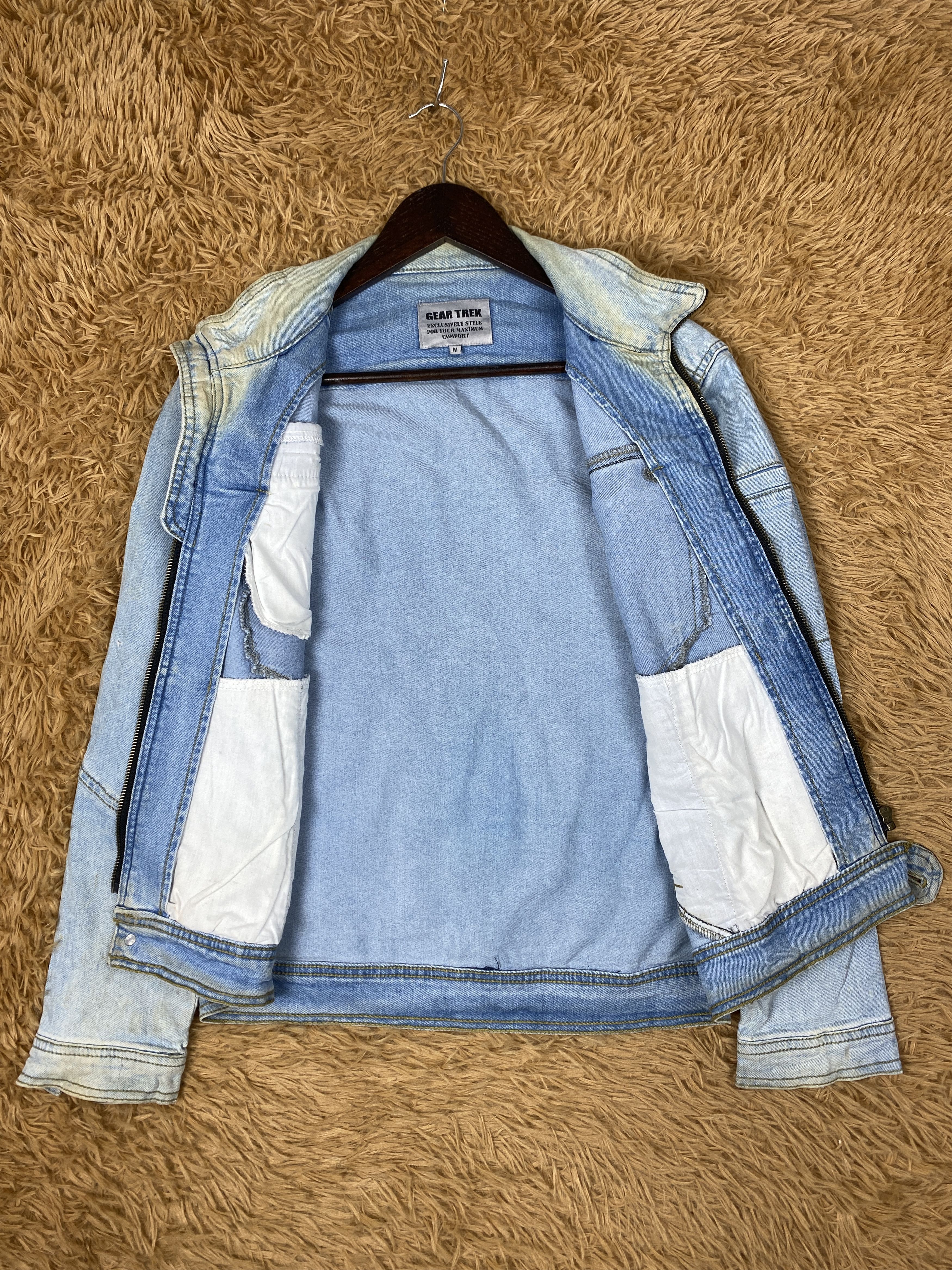 Japanese Brand Vintage Gear Trek Zip Up Light Blue Denim Jacket PJ2594 Size US M / EU 48-50 / 2 - 9 Thumbnail