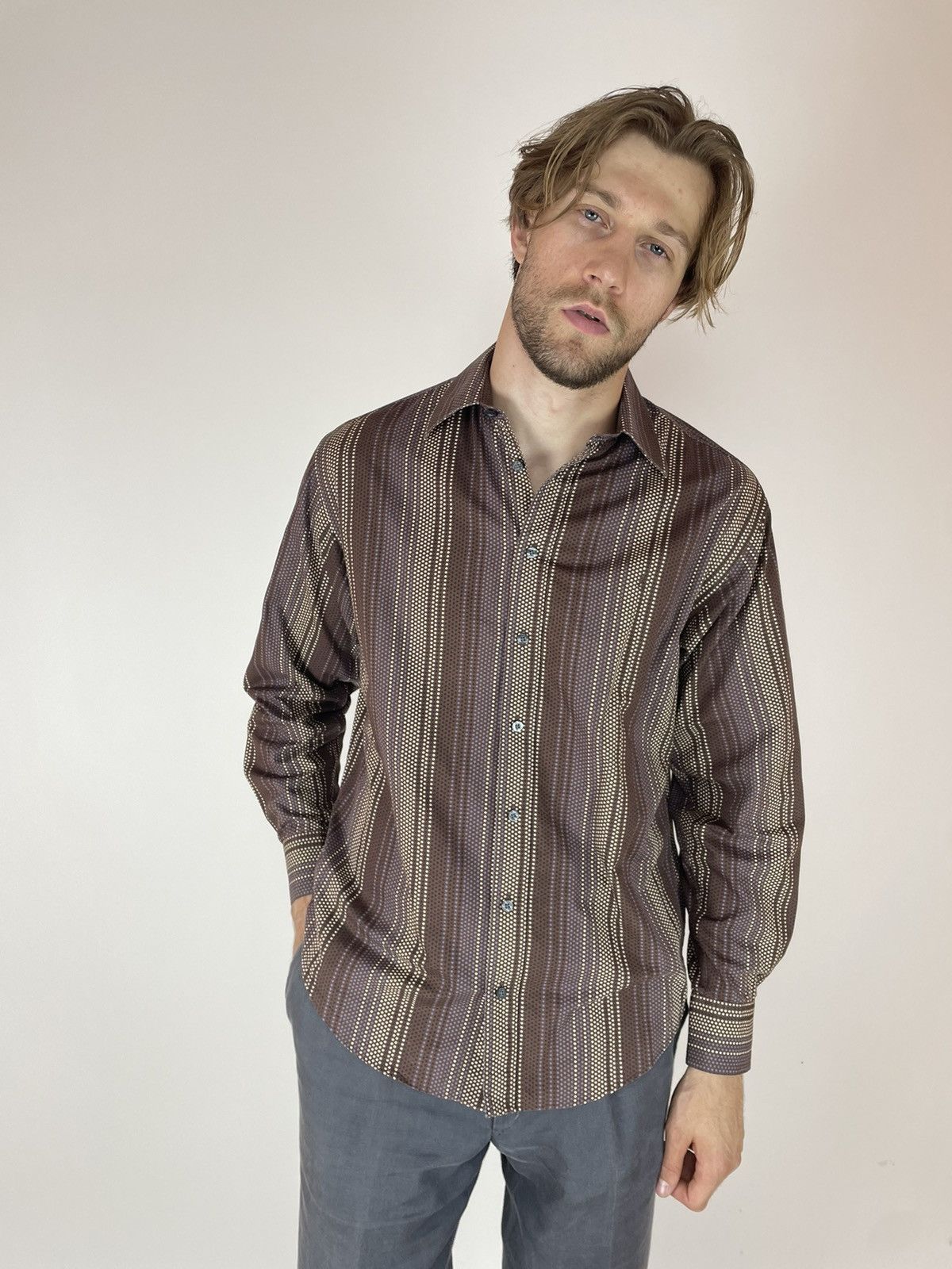 Other Vintage Yves Saint Lauren Striped Shirt Long sleeve Mens Size US M / EU 48-50 / 2 - 4 Thumbnail