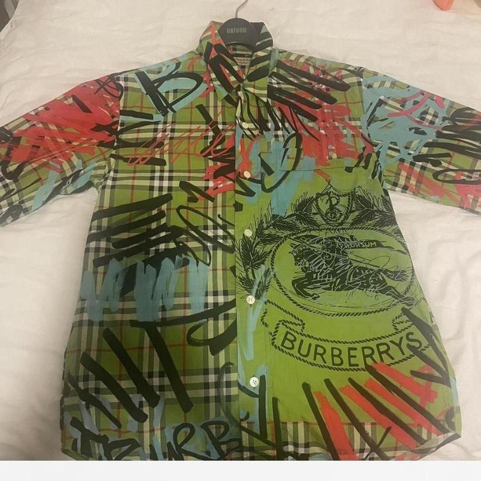 Burberry Burberry Button-Up Shirt Graffiti Neon Green Size US XS / EU 42 / 0 - 1 Thumbnail