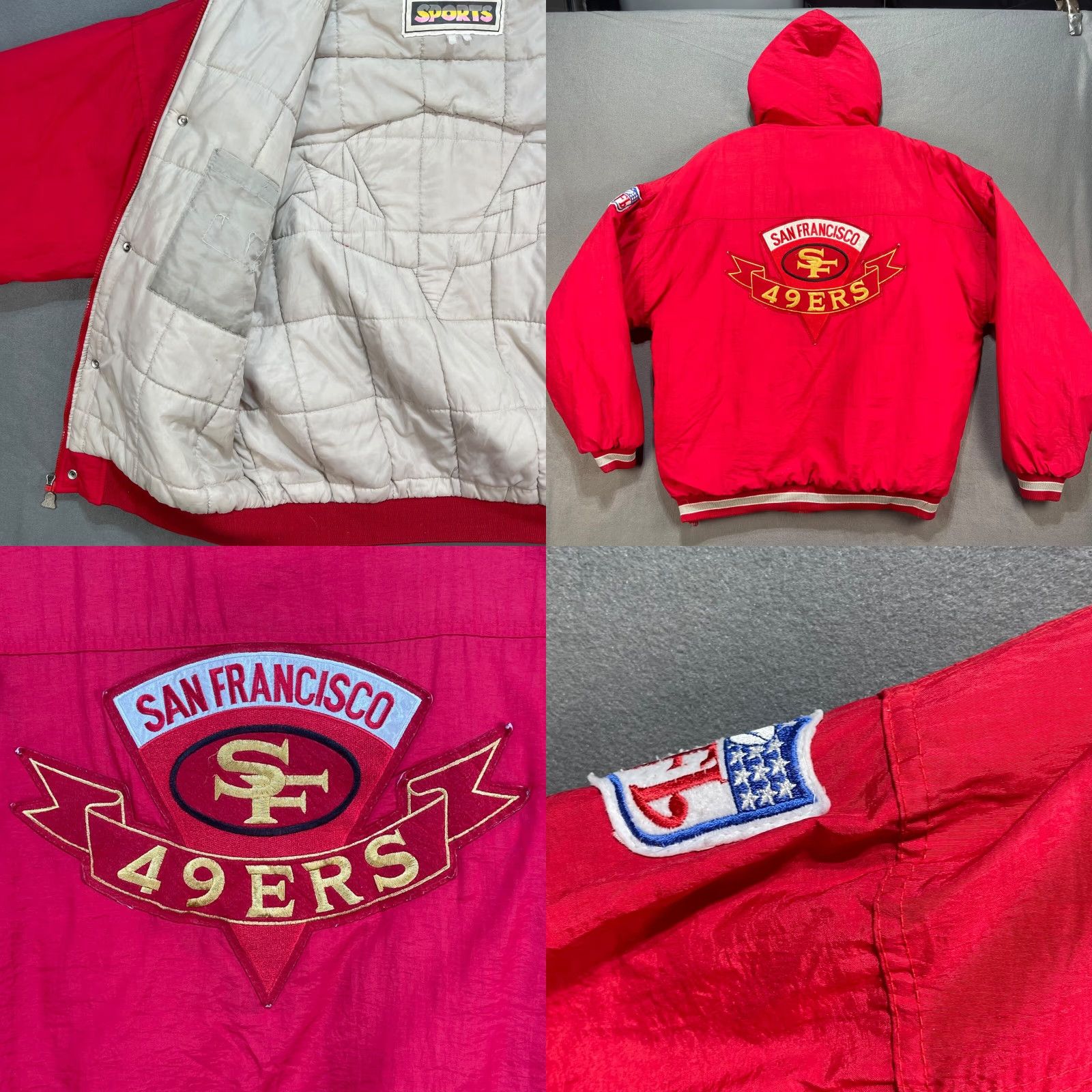Vintage VINTAGE Hawk Activewear Sports San Francisco 49ers Hooded Jacket XL Red Puffer Jacket Mens Size US XL / EU 56 / 4 - 10 Thumbnail