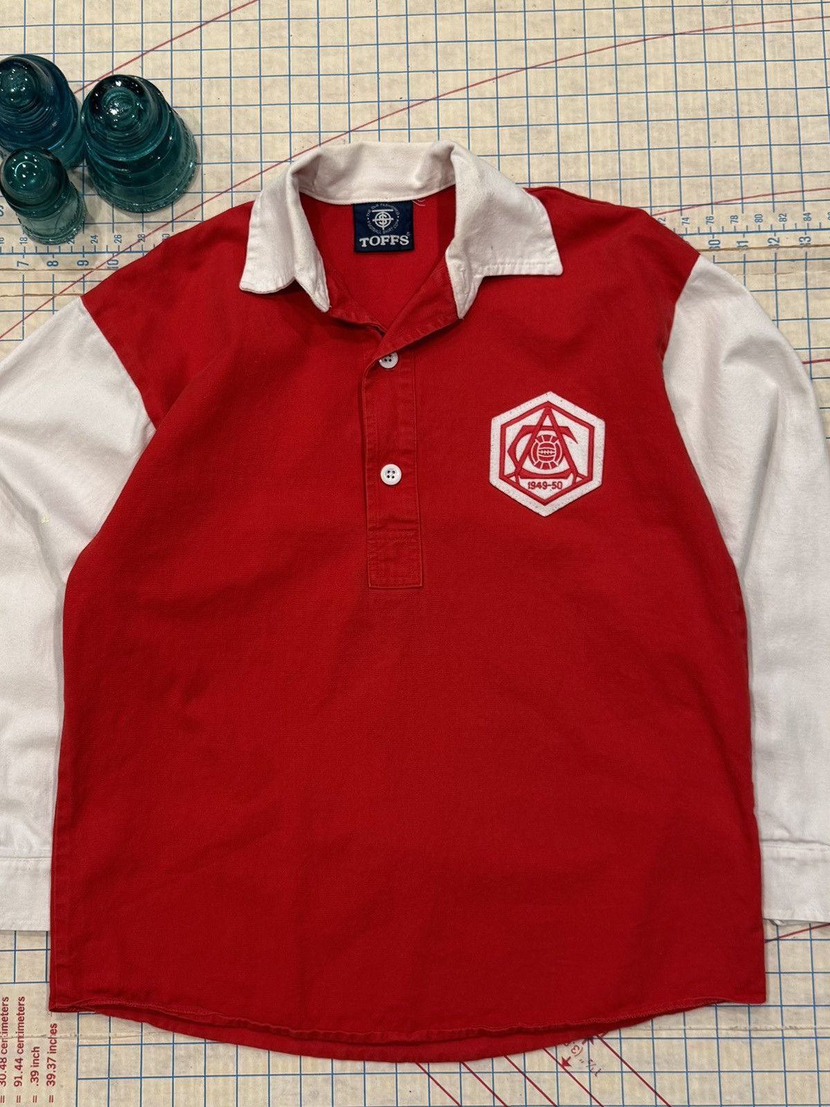 Toffs Vintage Toffs Retro Arsenal Long Sleeve Polo Rugby Shirt Med Size US M / EU 48-50 / 2 - 2 Thumbnail