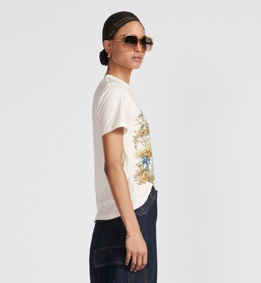Dior o1w1db10824 Cotton & Linen T-Shirt in White Size S / US 4 / IT 40 - 5 Thumbnail