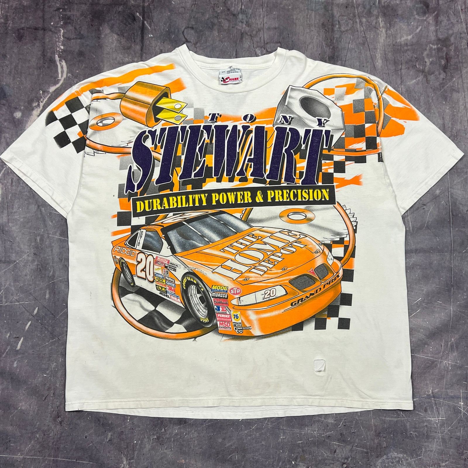 Vtg selling Rare Chase Authentics Nascar Tony Stewart Double Sided All Over Print Shirt