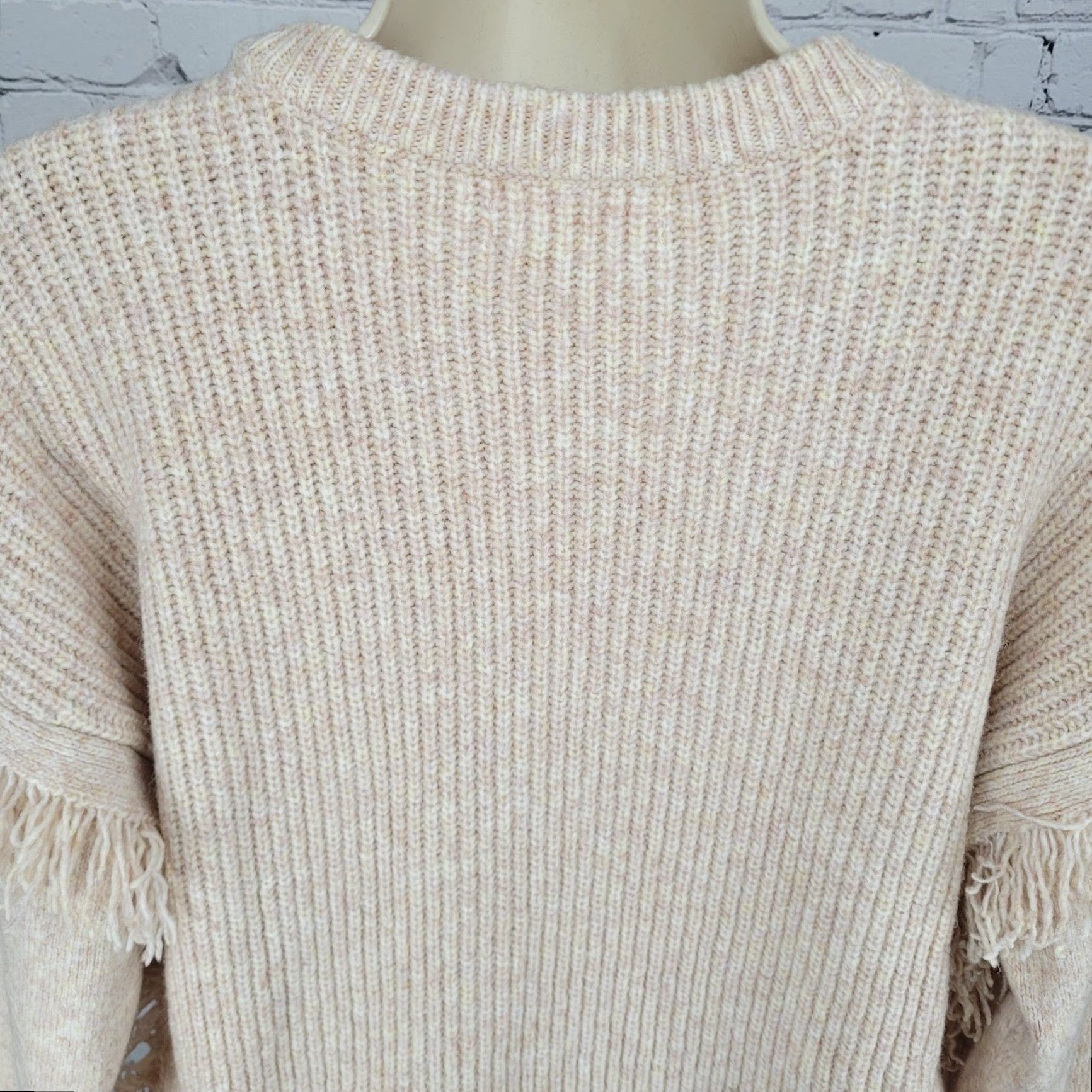 Anthropologie VINTAGE Anthropologie Boho Pullover Sweater Women Medium Wool Blend Fringe Pink Beige Fall Winter Size M / US 6-8 / IT 42-44 - 7 Thumbnail