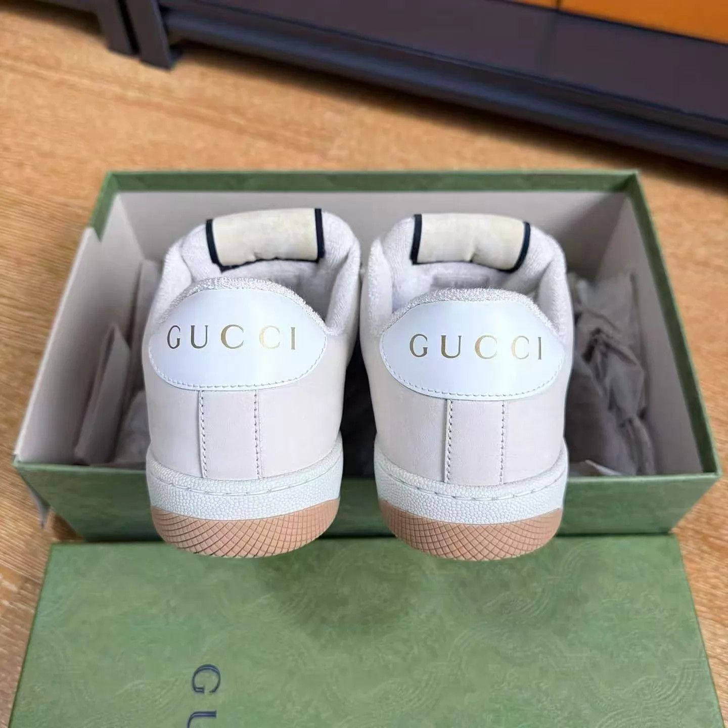 Gucci Gucci Dirty Sneaker Beige/White/Pink/Green GG Enamel 37.5 Size US 7 / IT 37 - 6 Thumbnail
