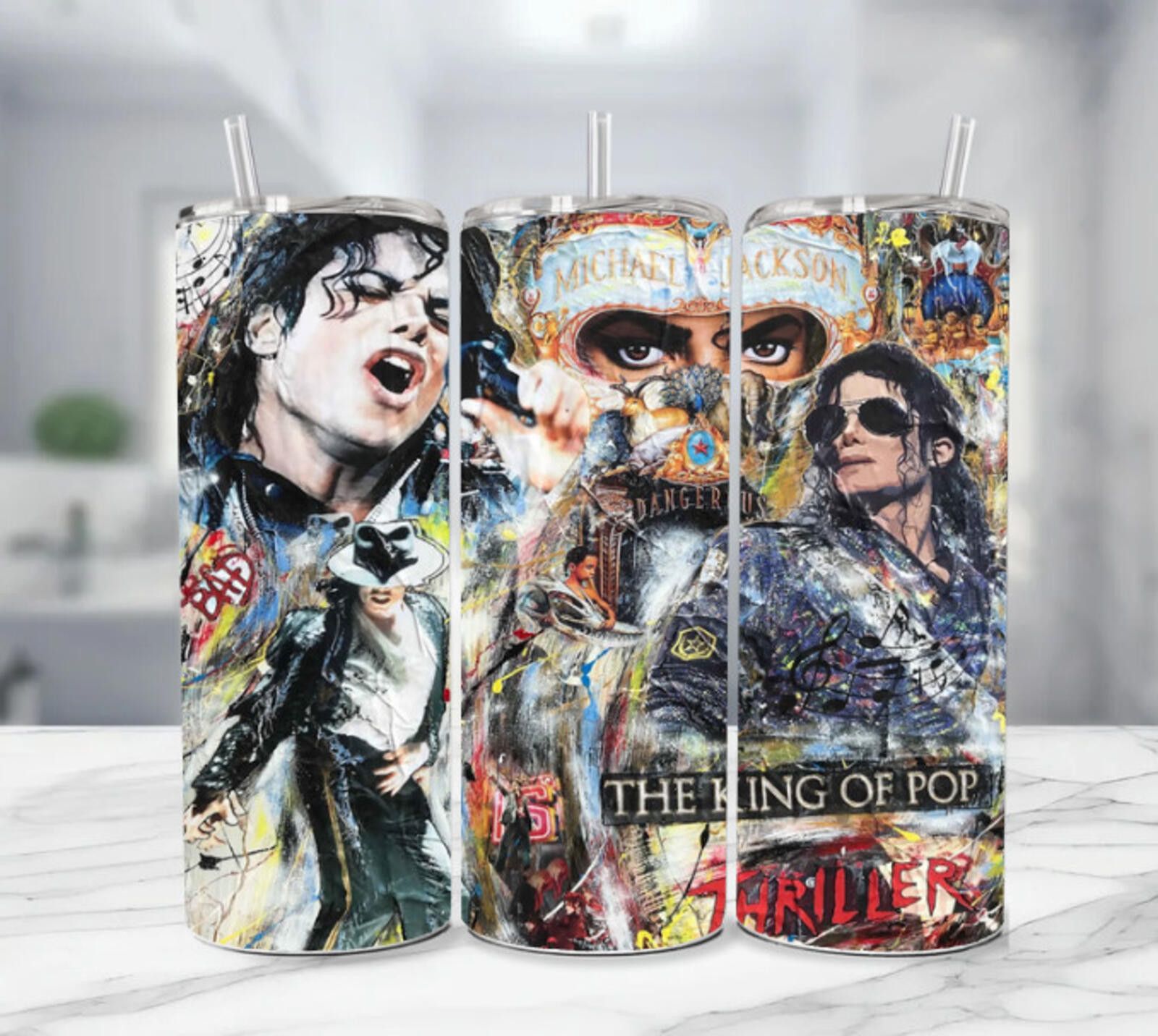 Other King Of Pop Stainless Steel Tumbler & Metal Straw 20 oz Size ONE SIZE - 1 Thumbnail