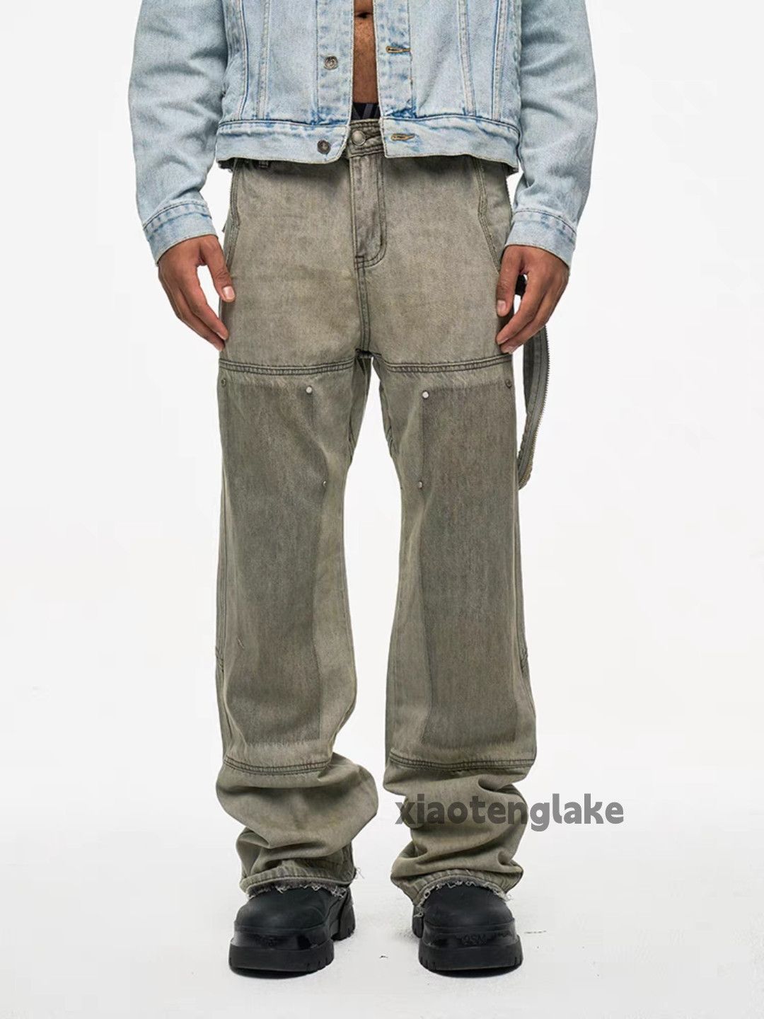 Jean × Vintage Unisex washed faded utility punk grunge cargo jeans Size US 34 / EU 50 - 2 Thumbnail