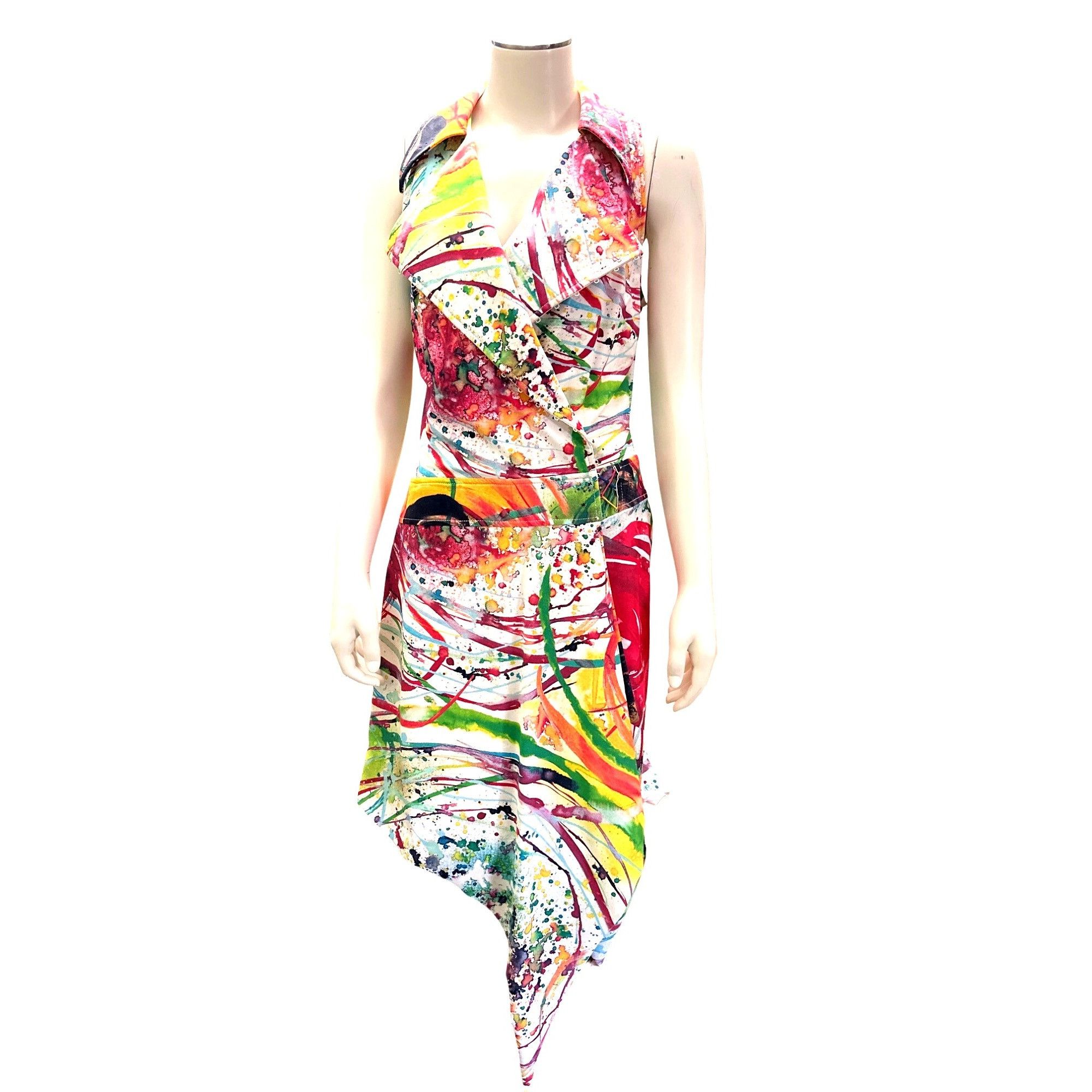 Other Albert Makali Multicolor Tie Dye Dacron Asymmetrical Hem Sle Size M / US 6-8 / IT 42-44 - 1 Thumbnail