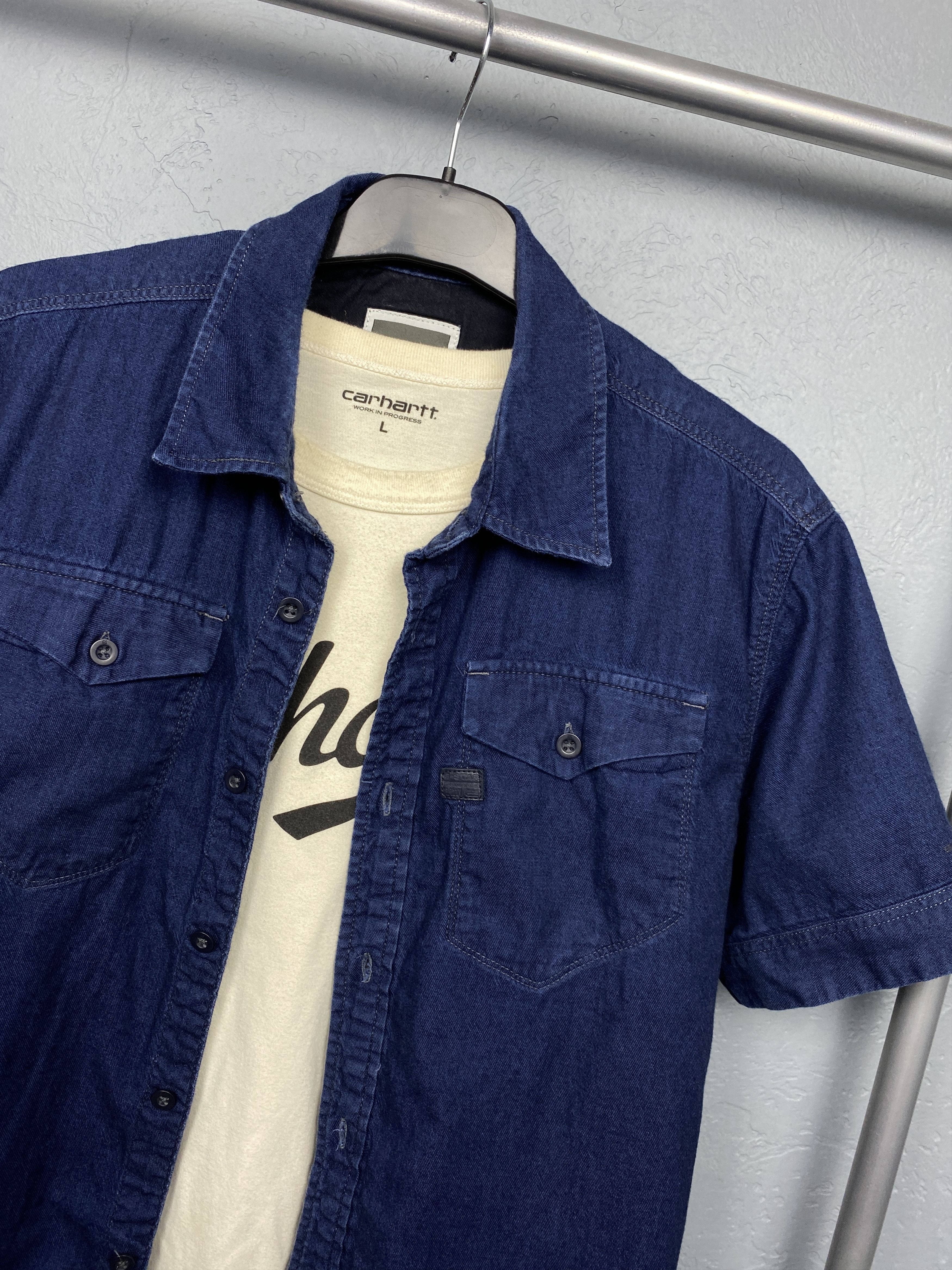 G-Star G Star Raw Vintage Mens Denim Short Sleeve Shirt Size US XL / EU 56 / 4 - 2 Thumbnail