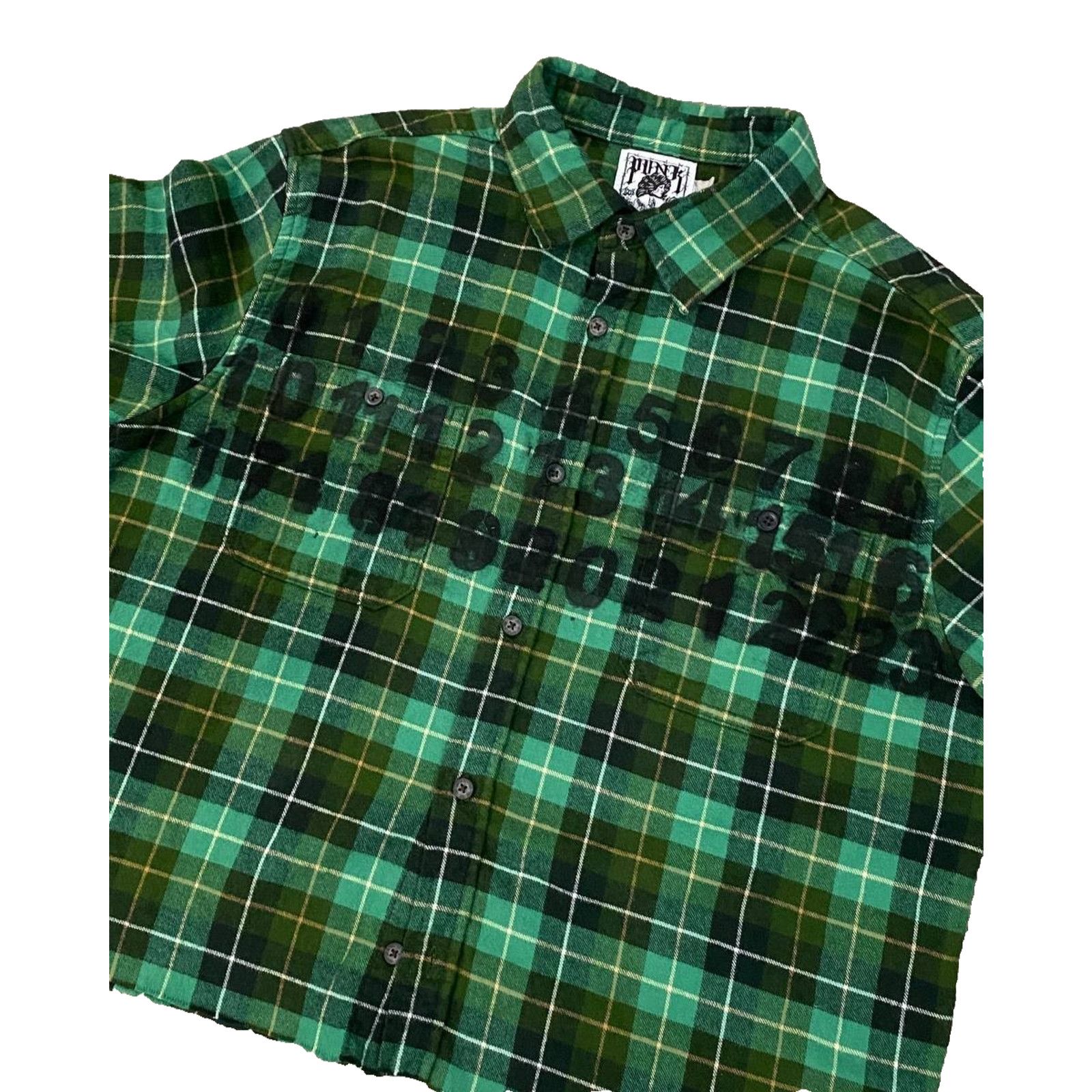 Other PUNK LA Anarchy Green Plaid Flannel Metal Grunge Crop sz L Size US L / EU 52-54 / 3 - 4 Thumbnail