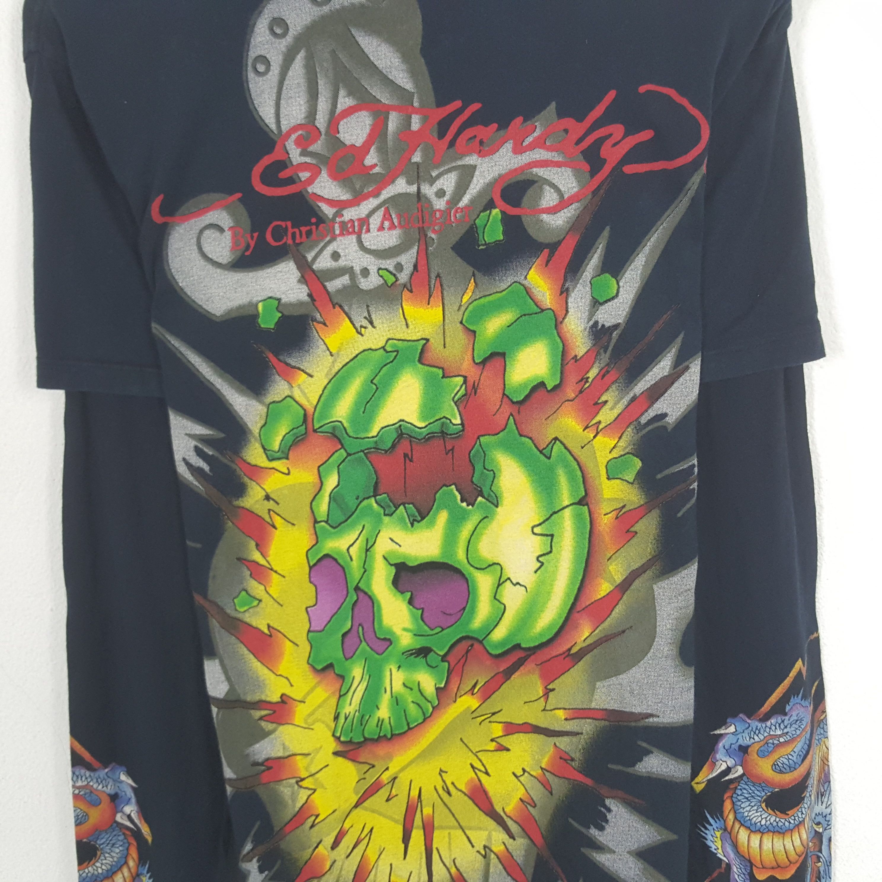 Designer × Ed Hardy × Vintage Vintage Ed Hardy Overprinted Rare Tshirt Size US L / EU 52-54 / 3 - 5 Thumbnail
